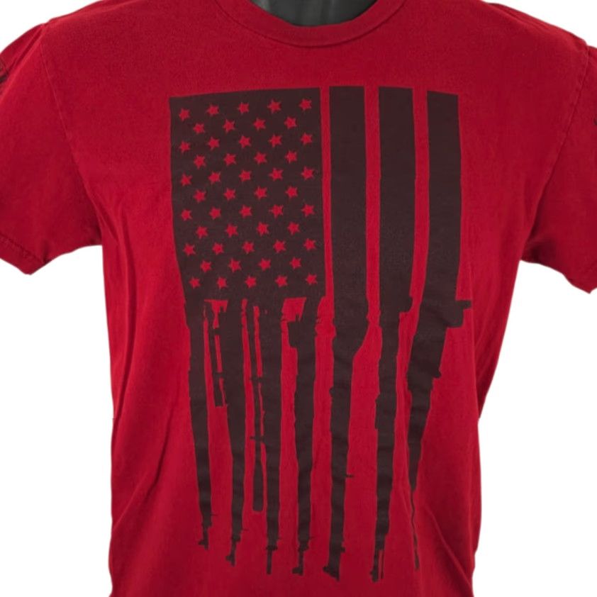 Vintage Grunt Style T Shirt Mens Size Small Red American Flag Military Navy Marines Short Sleeve Crew Neck Size US S / EU 44-46 / 1 - 2 Thumbnail