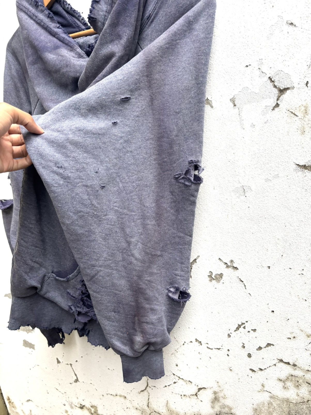 Vintage Thrashed Faded Distressed Thermal Navy Hoodie ERD Grunge Size US L / EU 52-54 / 3 - 9 Thumbnail
