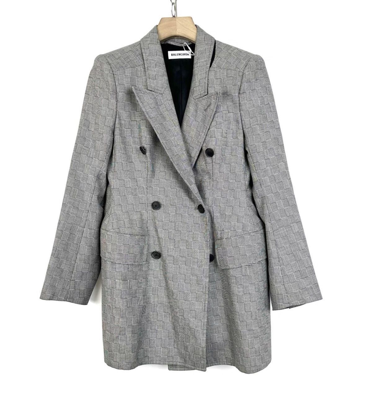 Balenciaga Balenciaga Grey Plaid Double-Breasted Blazer Size M / US 6-8 / IT 42-44 - 1 Thumbnail