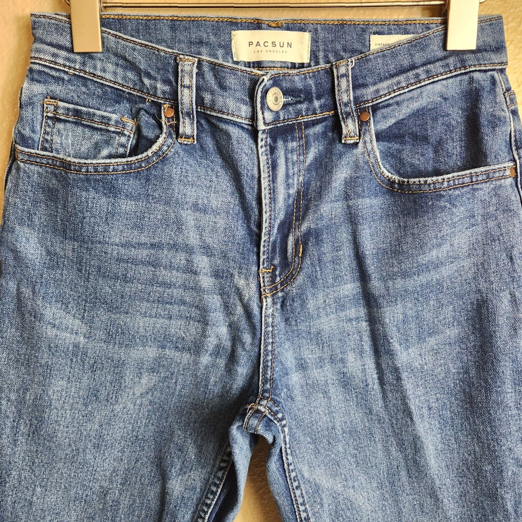 Pacsun PacSun Womens 26 Jeans | Cropped Mid Rise Raw Hem Medium Wash Denim 5-Pocket Stretch Cotton Blend Size 26" / US 2 / IT 38 - 3 Thumbnail