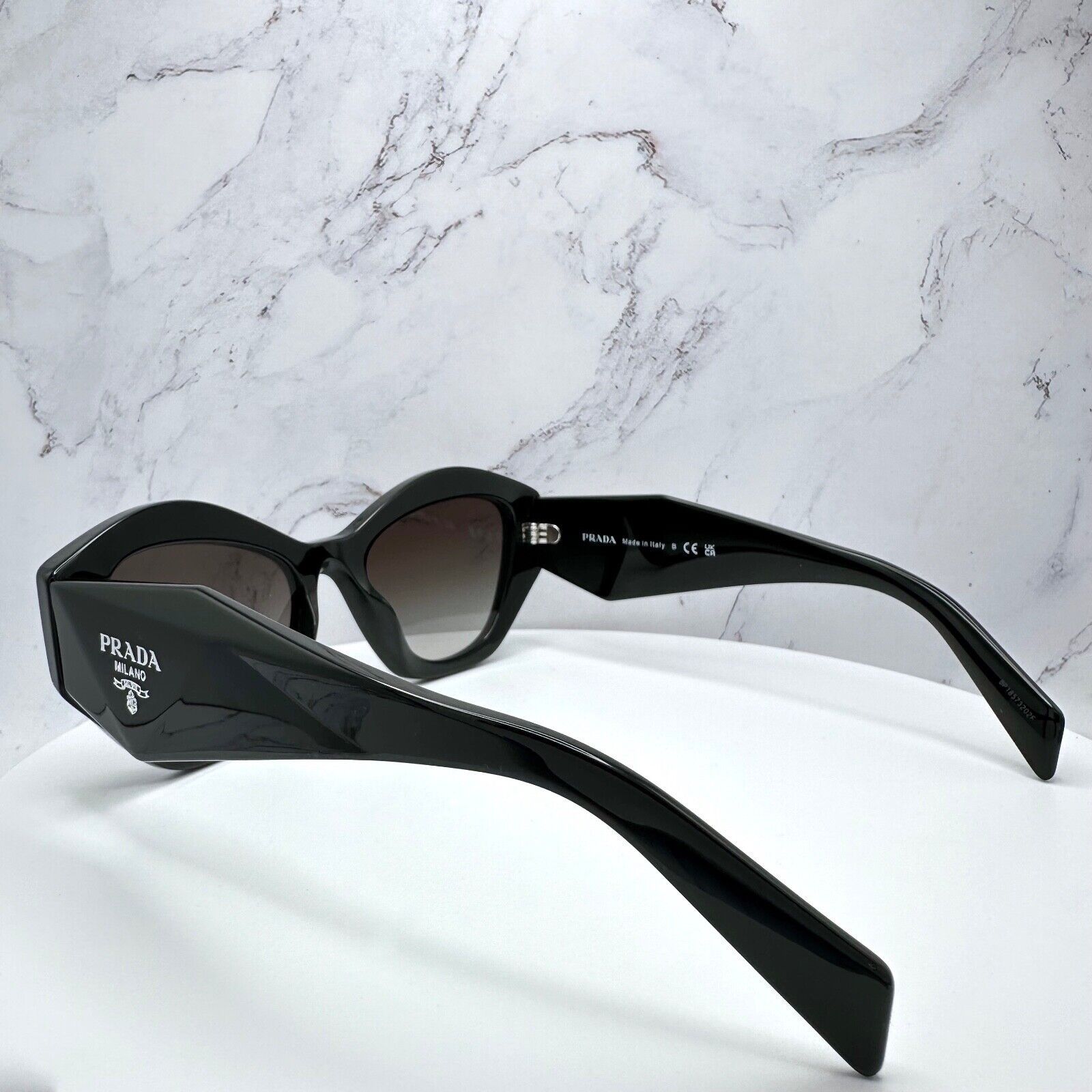 Prada New PRADA Sunglasses Black Acetate Geometric Rectangle Size ONE SIZE - 13 Thumbnail