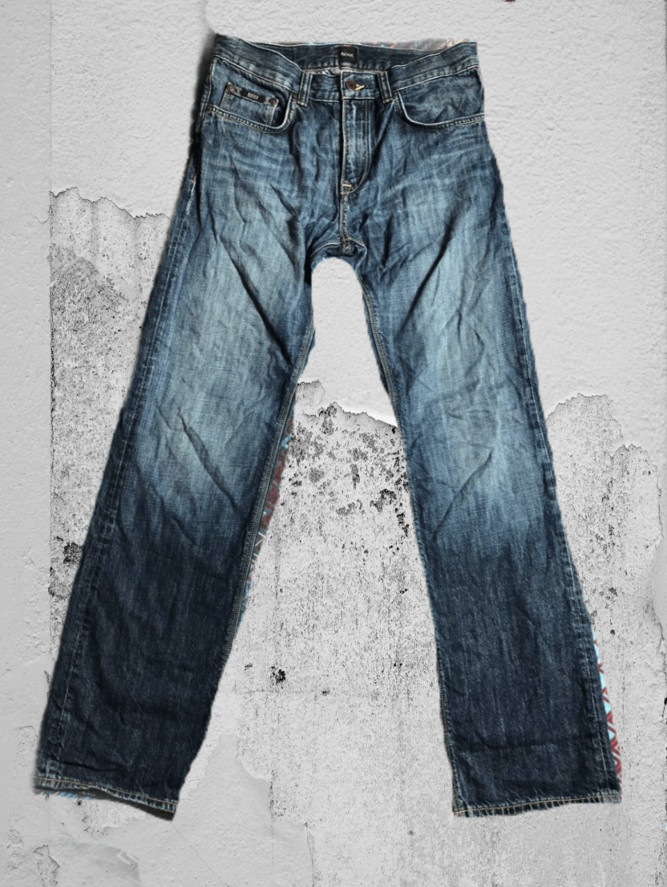 Hugo Boss Dirty Painted Distressed Thrashed Faded Baggy Jeans Y2K Size US 32 / EU 48 - 1 Thumbnail