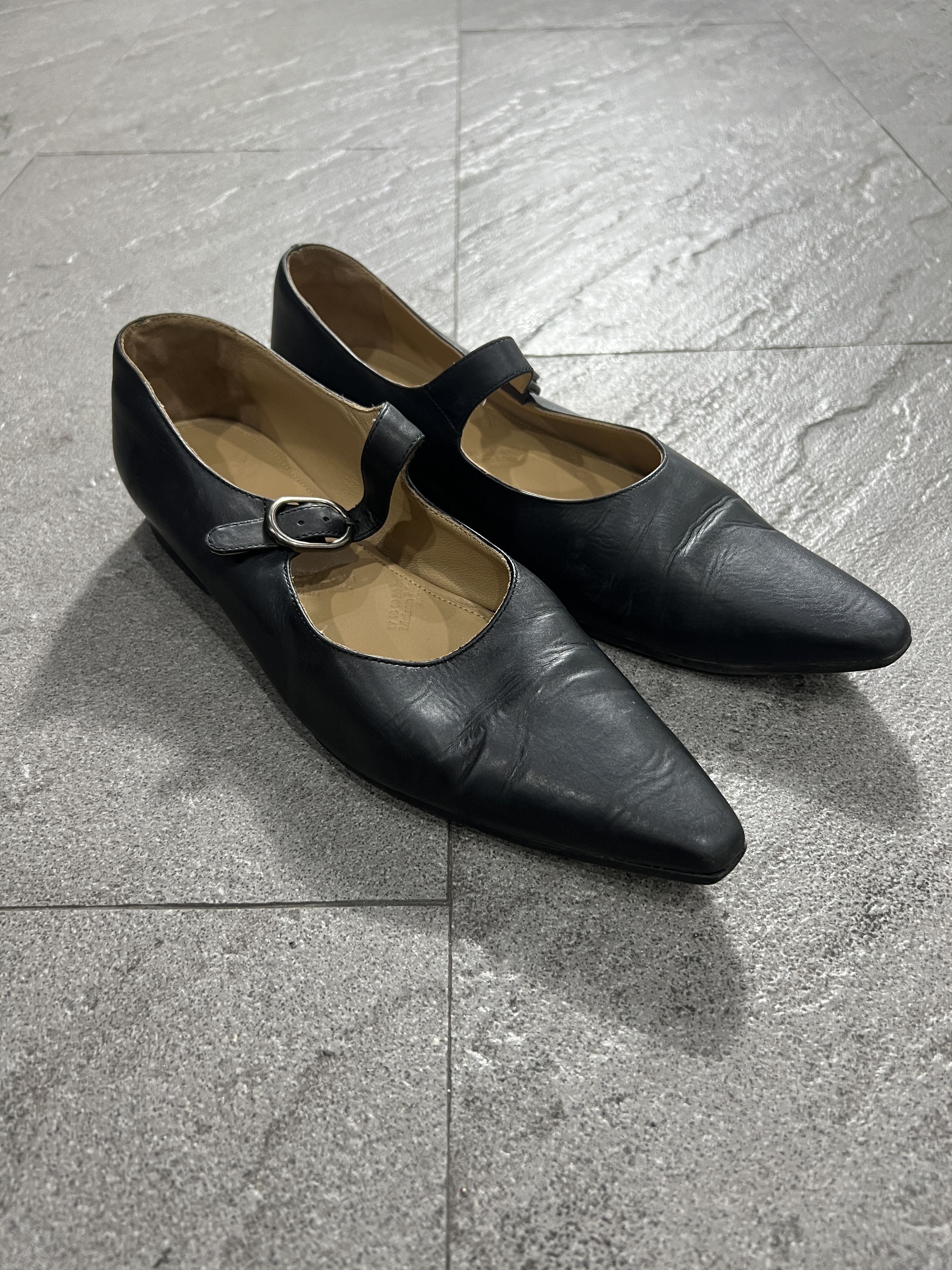 Maison Margiela Maison Margiela 22 Black Leather Mary Jane Flats Pointed Toe Size US 8 / IT 38 - 3 Thumbnail