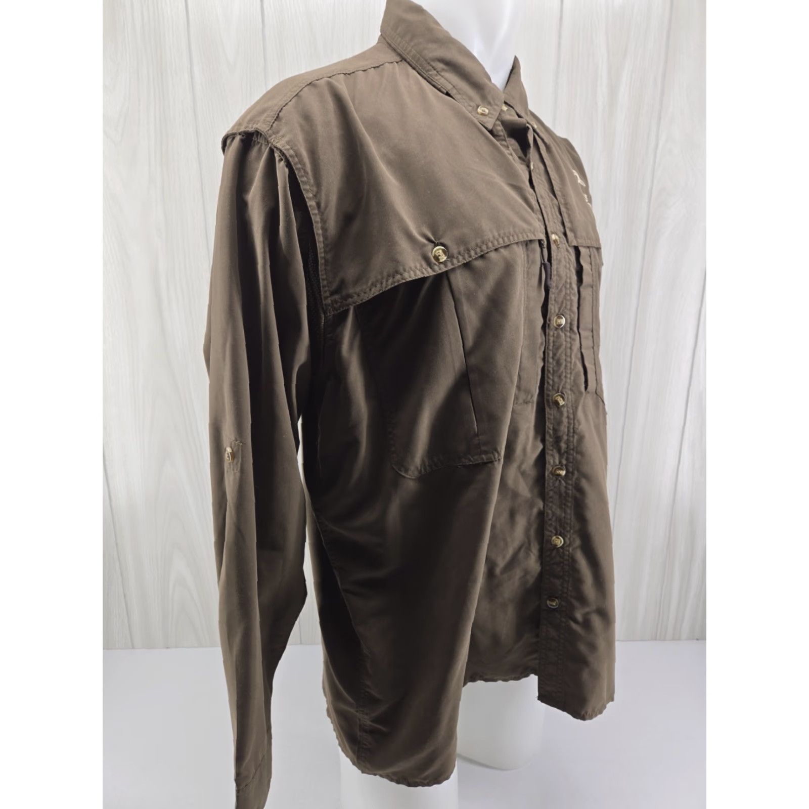 Vintage Drake Waterfowl Button-Up Shirt Long Sleeve Brown Ducks Unlimited Huntsville AL Chapter Hunting Vented Embroidered Pockets Collared L Size Mens Size US L / EU 52-54 / 3 - 6 Thumbnail