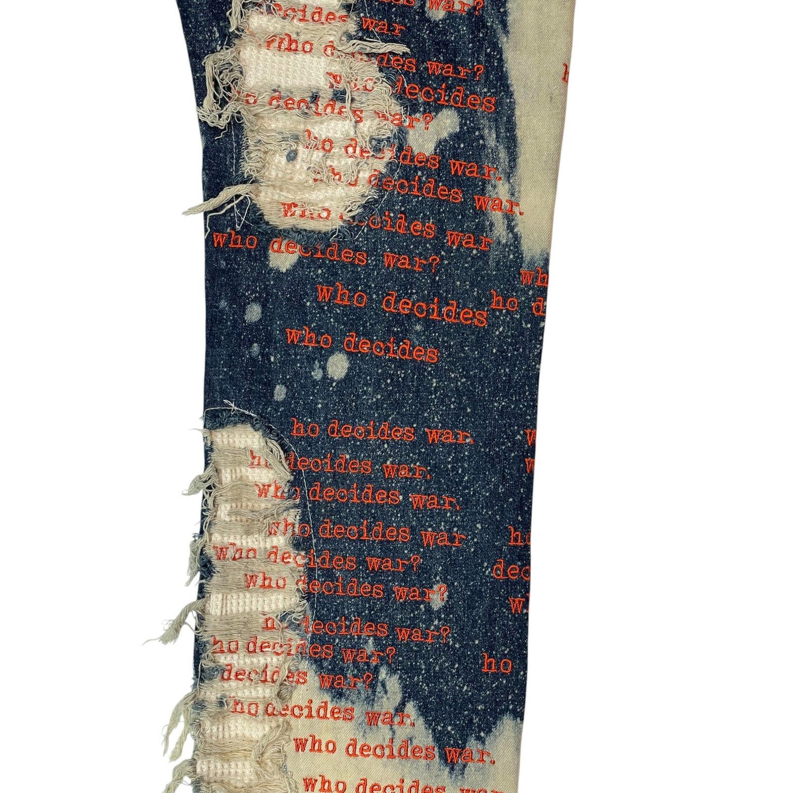 Who Decides War WDW Bleached Scripture Denim Dark Wash Jeans Size US 34 / EU 50 - 5 Thumbnail