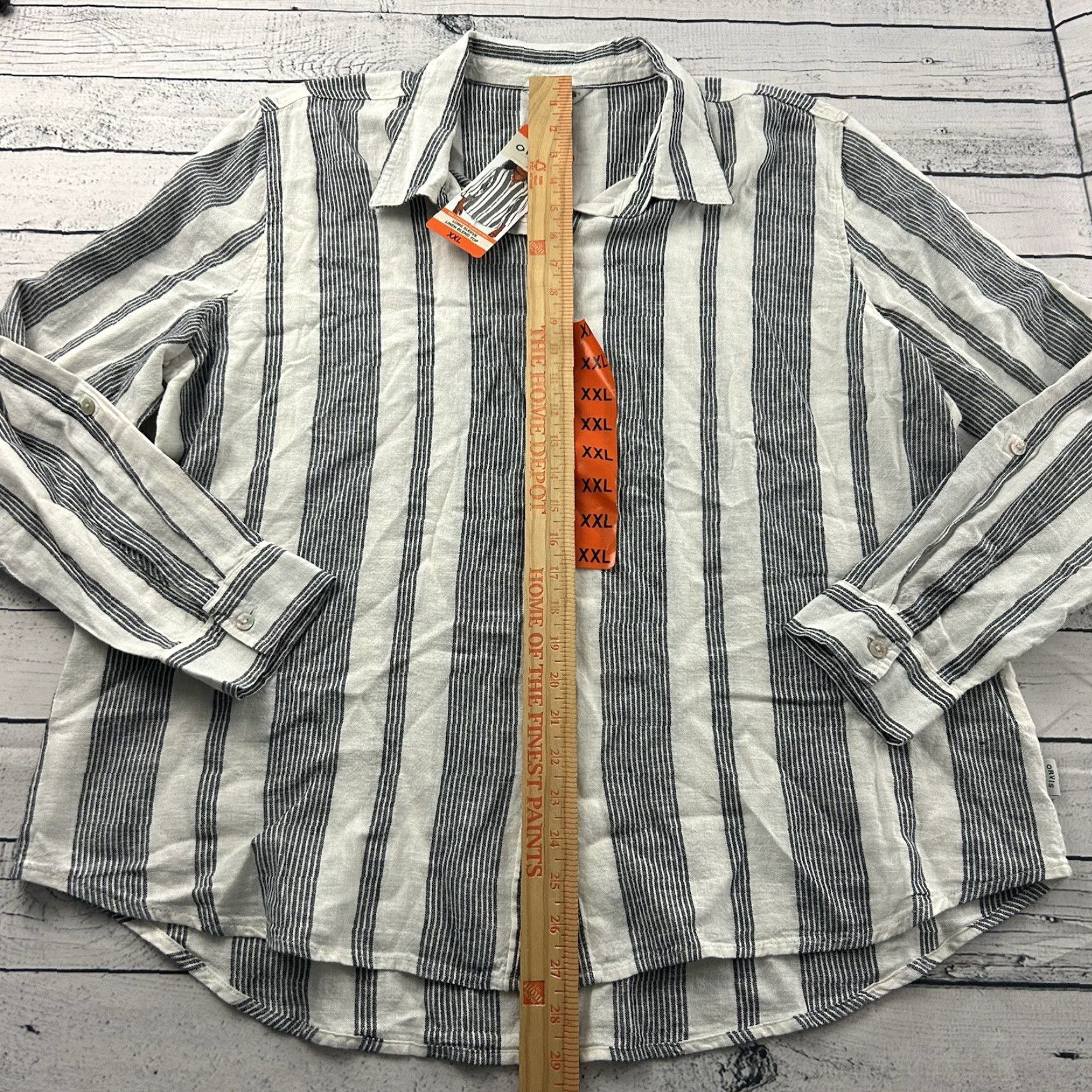 Orvis Orvis Long Sleeve Linen Island Stripe Button Shirt Women's 2XL Multicolor Blue White Striped Button-Up Linen 1930s? Size XXL / US 16-18 / IT 52-54 - 4 Thumbnail