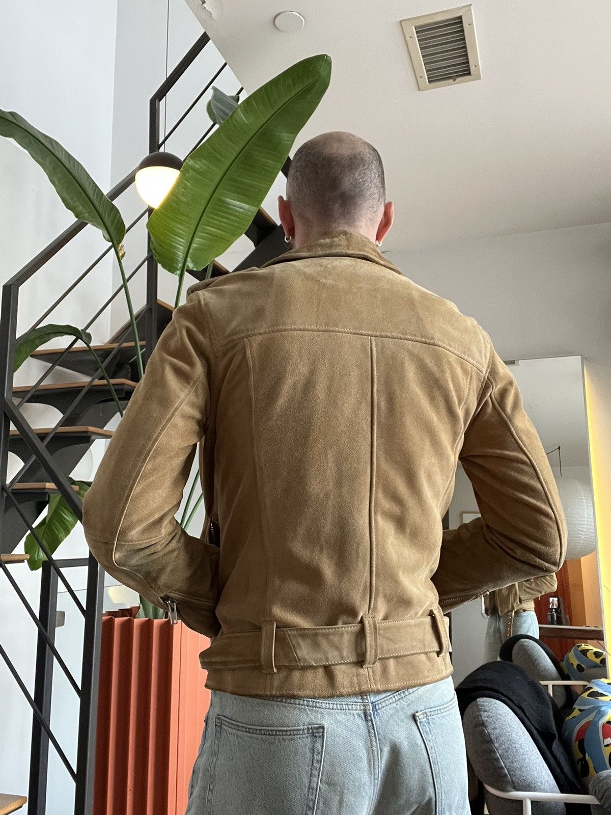 OAK Tan Suede Biker Jacket Size US M / EU 48-50 / 2 - 10 Thumbnail