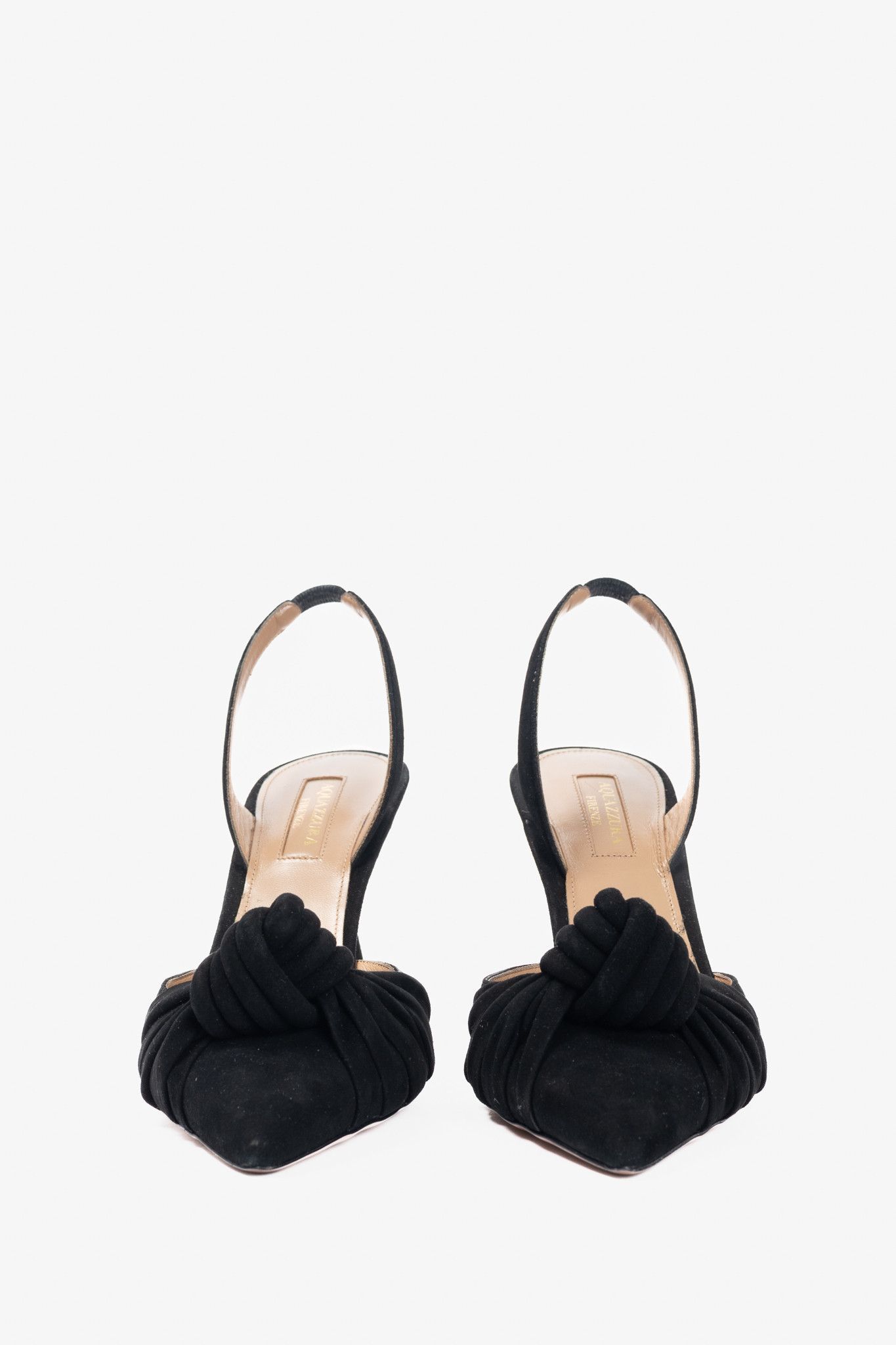 Aquazzura Aquazzura Kiki Sling 85 Black Suede Knotted Heels Size US 7.5 / IT 37.5 - 2 Thumbnail