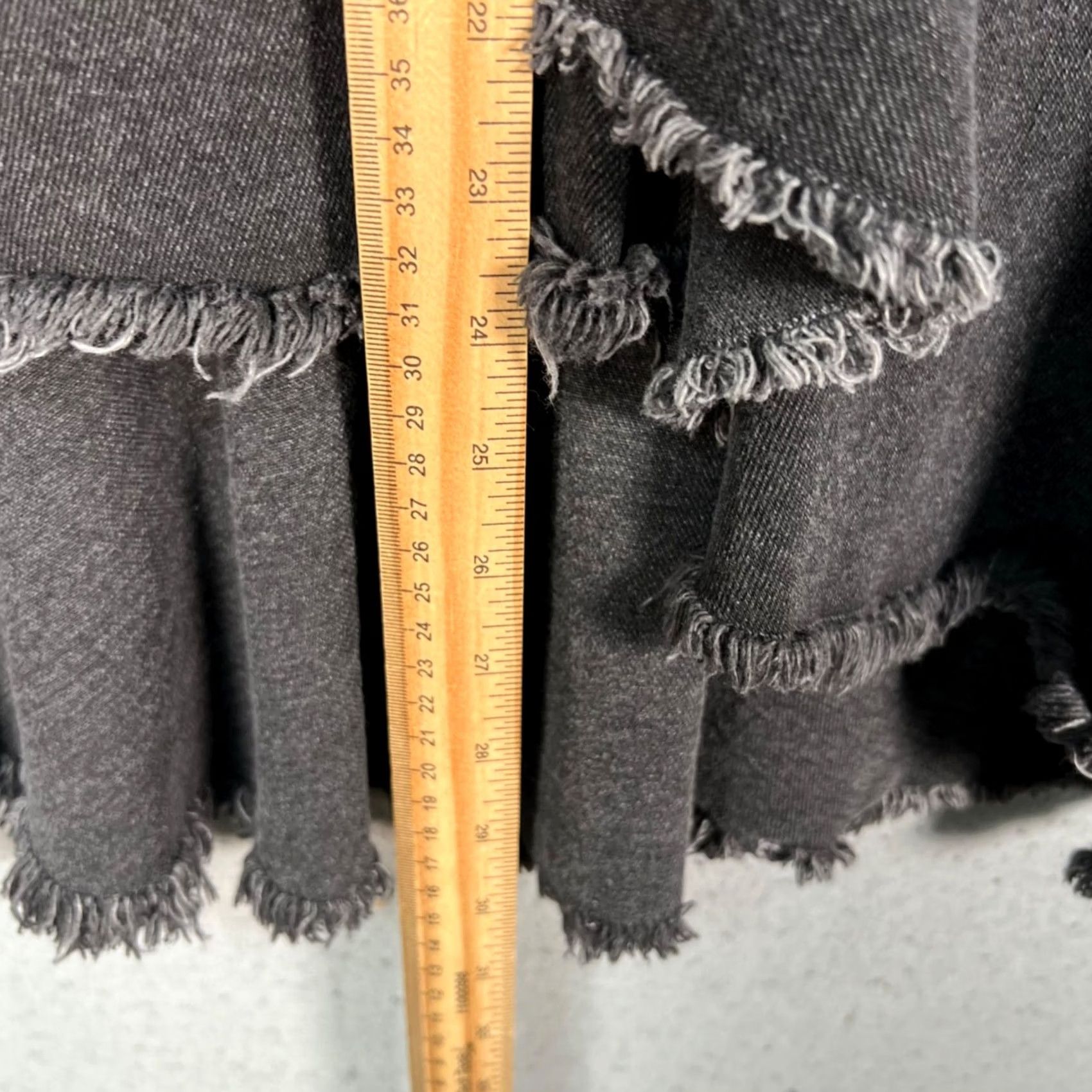 Zara Zara Womens XS Denim Asymmetrical Black Frayed Hem Maxi Skirt Size 26" / US 2 / IT 38 - 6 Thumbnail