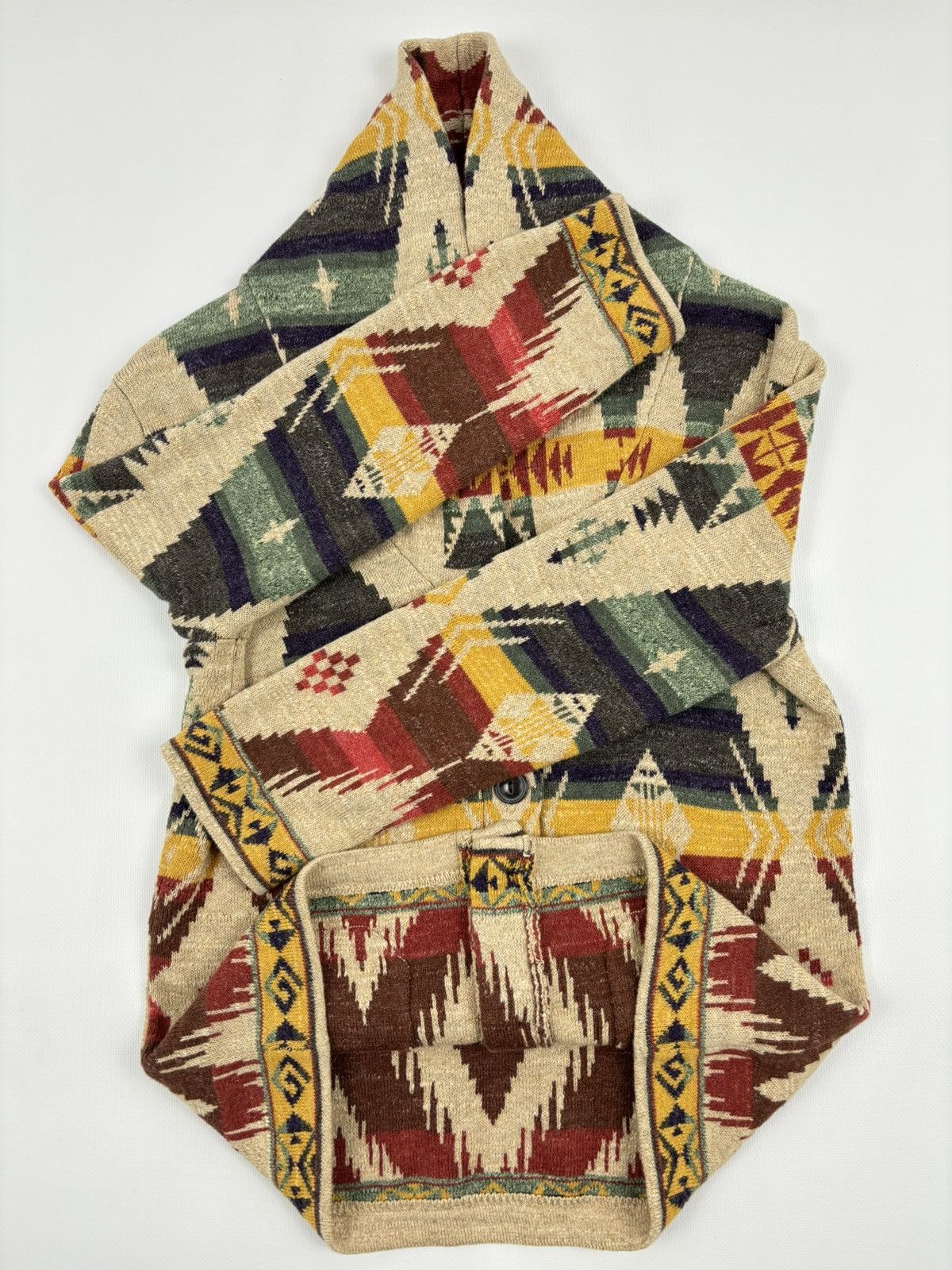 Denim & Supply Ralph Lauren × Polo Ralph Lauren × Ralph Lauren RARE Aztec Navajo Southwestern Shawl Tribal Cardigan Sweater Jacket Jumper Size S / US 4 / IT 40 - 13 Thumbnail