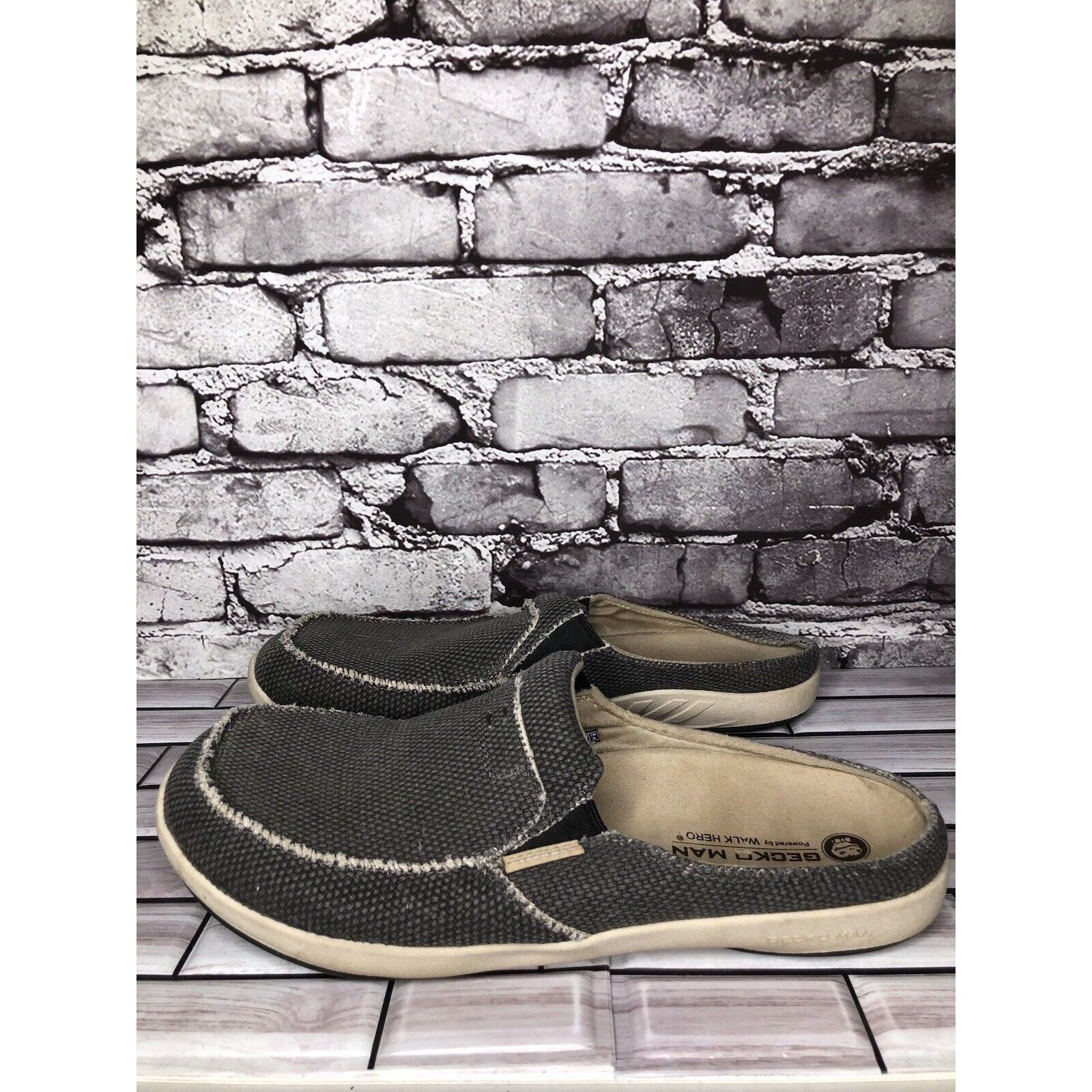 Other Gecko Man Walk Hero Arch Support Gray Canvas Fabric Mules Sh Size US 13 / EU 46 - 14 Thumbnail