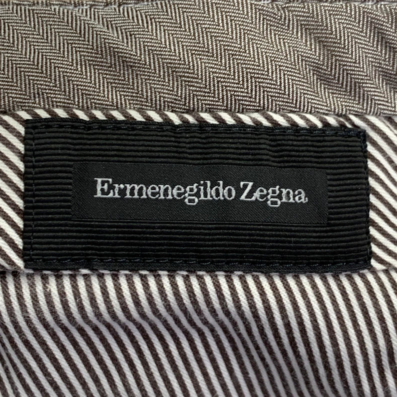 Ermenegildo Zegna ERMENEGILDO ZEGNA Beige Cotton Blend Flat Front Casual Pants Size US 38 / EU 54 - 7 Thumbnail