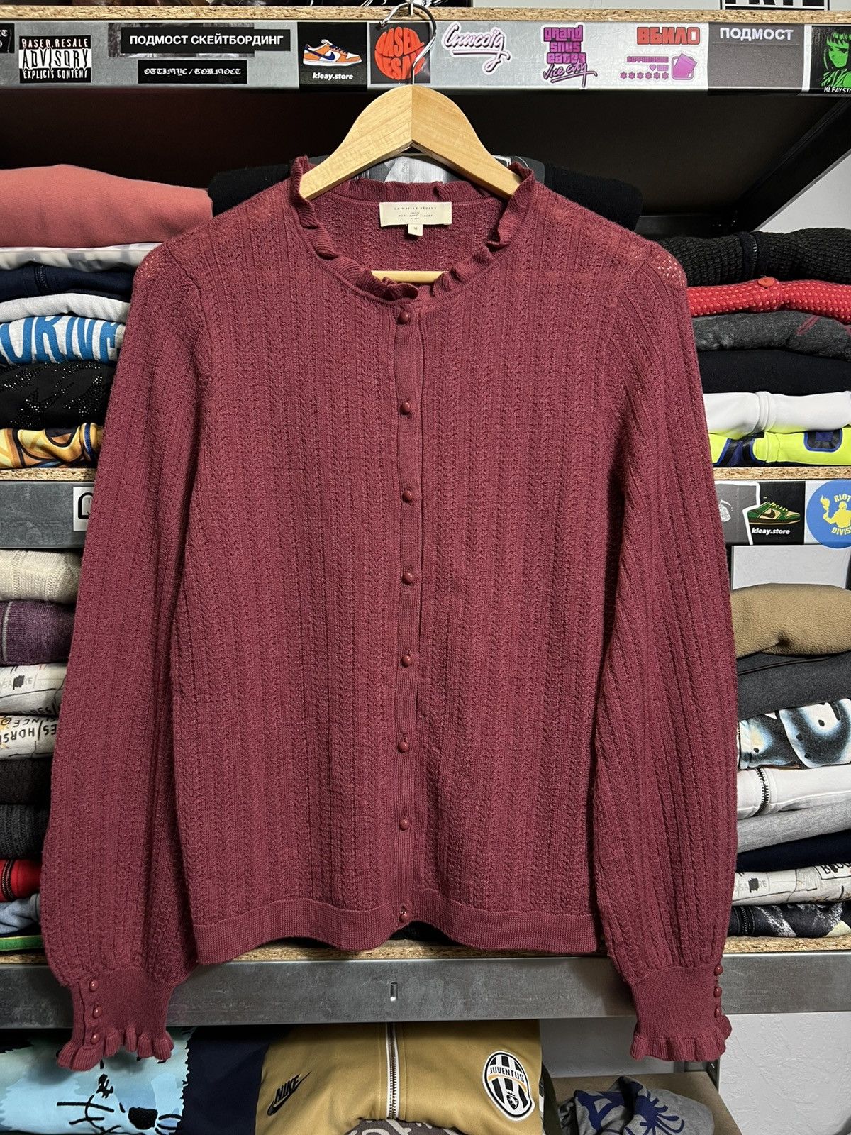 Sezane Sezane Paris Rosewood Merino Wool Blend Knitted Cardigan Size L / US 10 / IT 46 - 3 Thumbnail