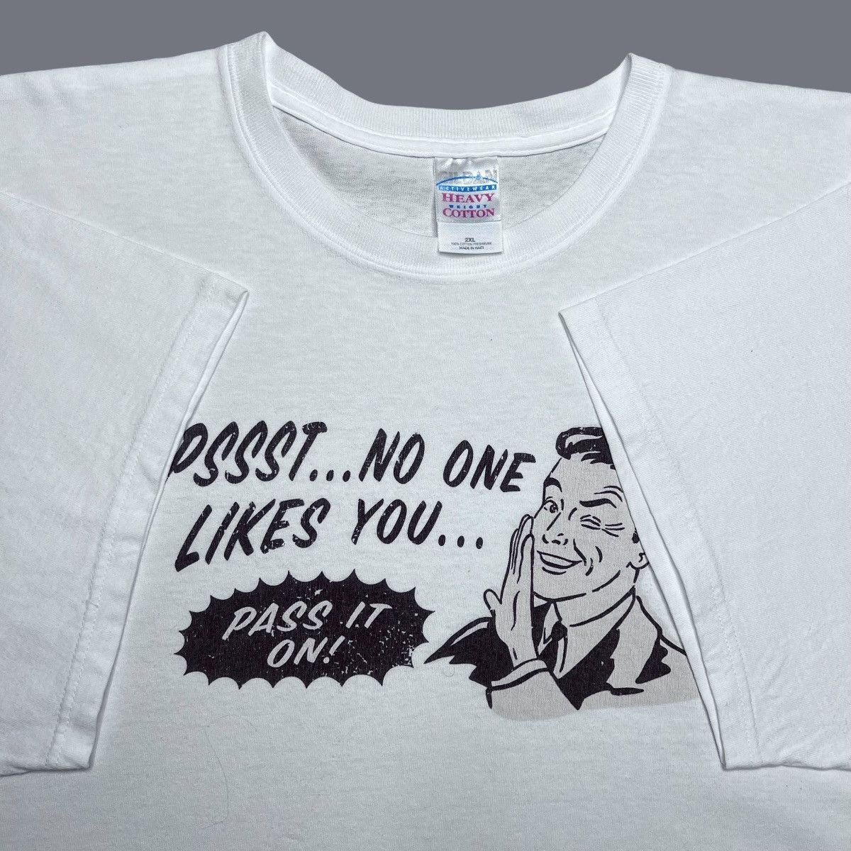 Vintage Vintage 90s Pssst No One Likes You Pass It On Funny Art Tee Size US XXL / EU 58 / 5 - 2 Thumbnail