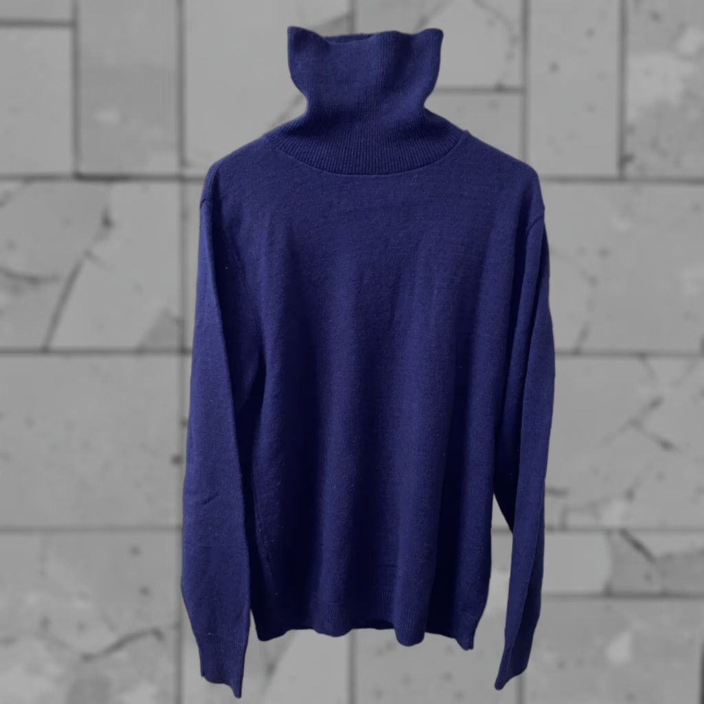 Vintage VINTAGE Tuxan Sweater Moc Neck Men Navy Blue Acrylic Size M/L Regular 21 In Armpit Size US M / EU 48-50 / 2 - 1 Thumbnail