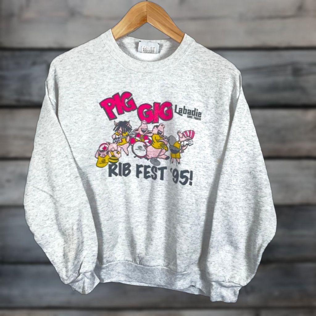Lee VINTAGE Lee Sweatshirt City Pig Gig 1995 Gray Large Adult Mens 50-50 Rib Fest Limited/Retro 90s Size US L / EU 52-54 / 3 - 1 Thumbnail
