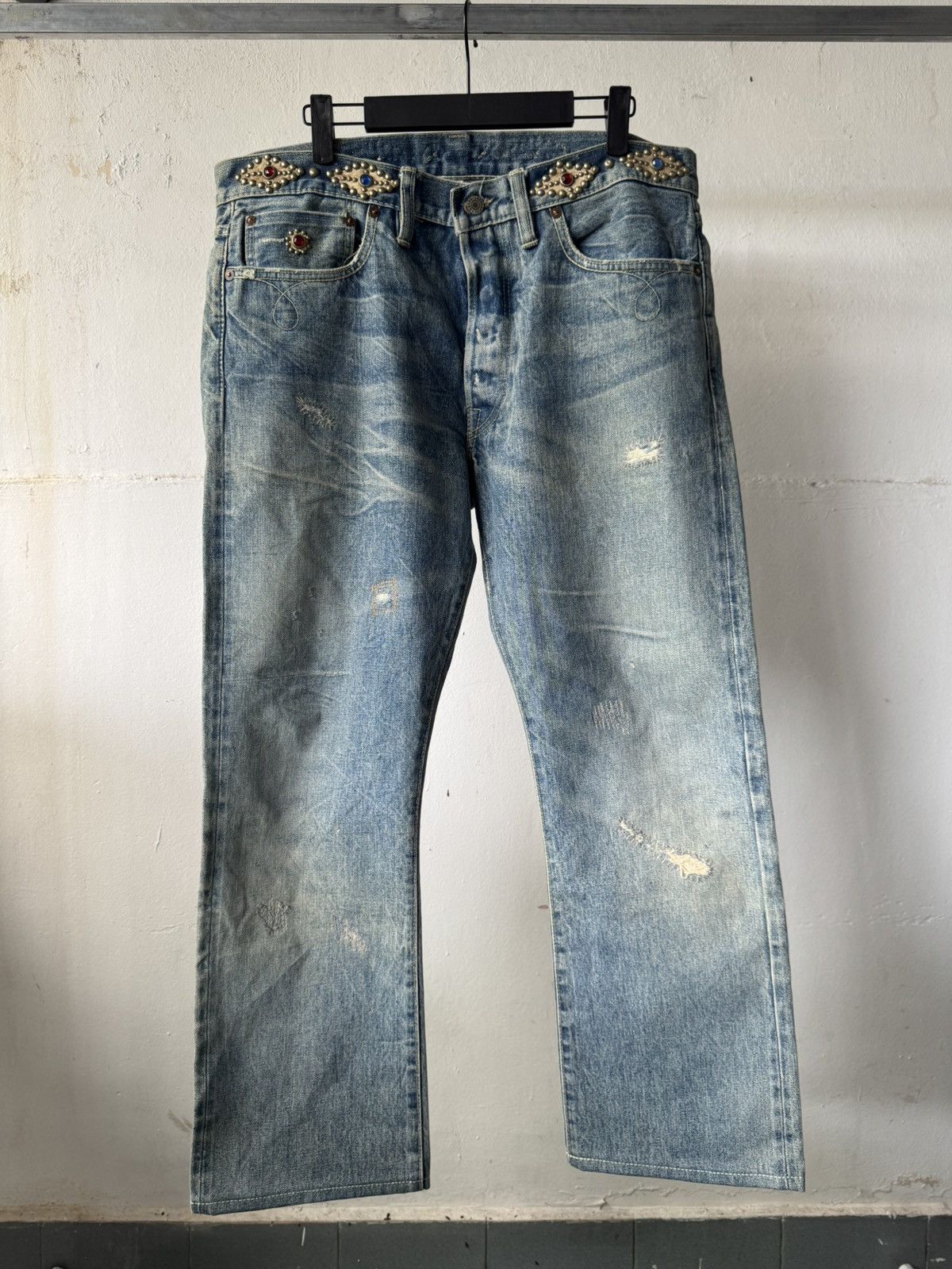 Ralph Lauren 2006 RRL 1/1 Moonshine Wash Lapidary Gemstone Selvedge Denim Size US 35 - 5 Thumbnail
