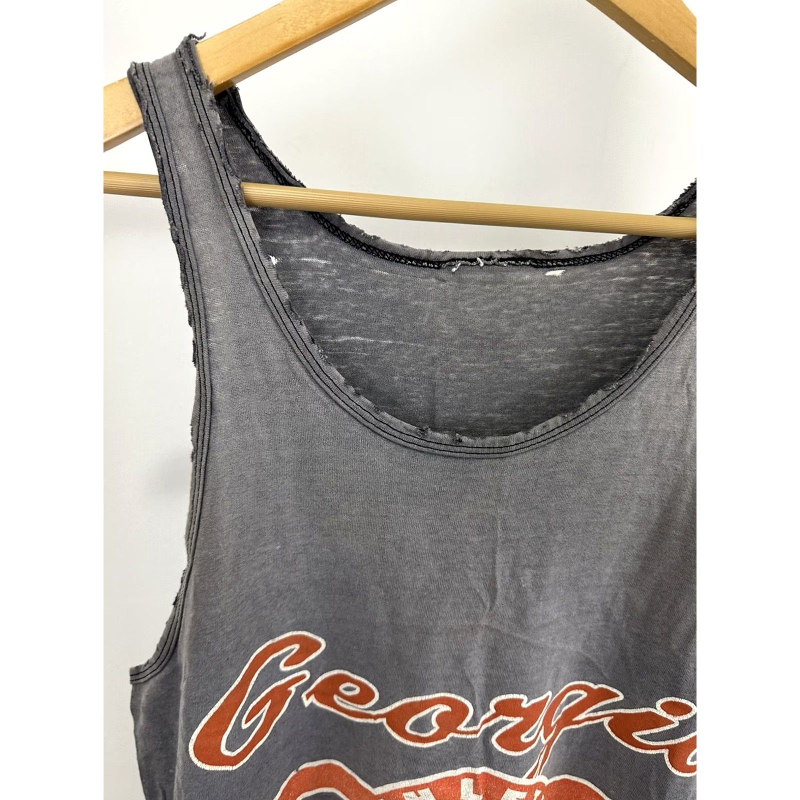 Vintage VTG 80s University of Georgia Bulldogs Tank Top XL Black Mens Worn WIP Gradient Sun Faded Greek Life Shirt Size US XL / EU 56 / 4 - 7 Thumbnail