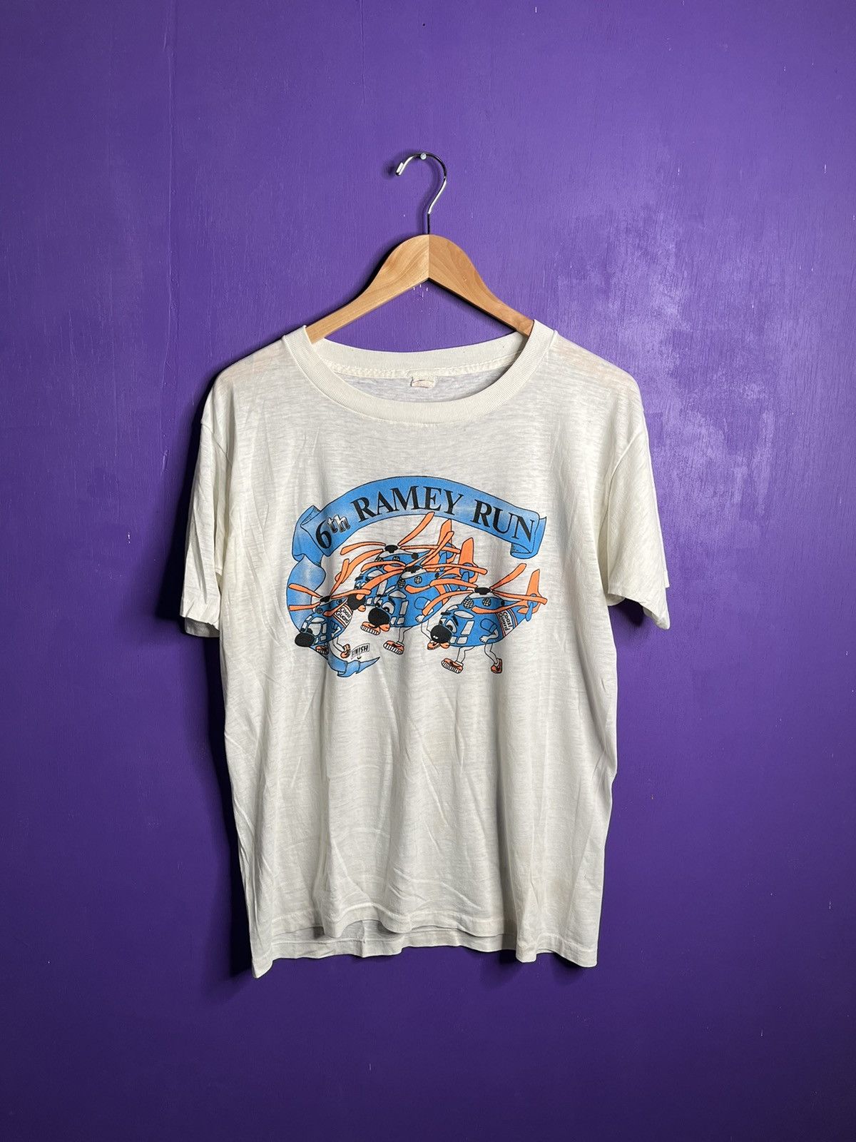 Vintage Vintage 1986 6th Ramey Run planes t-shirt Size US M / EU 48-50 / 2 - 1 Thumbnail