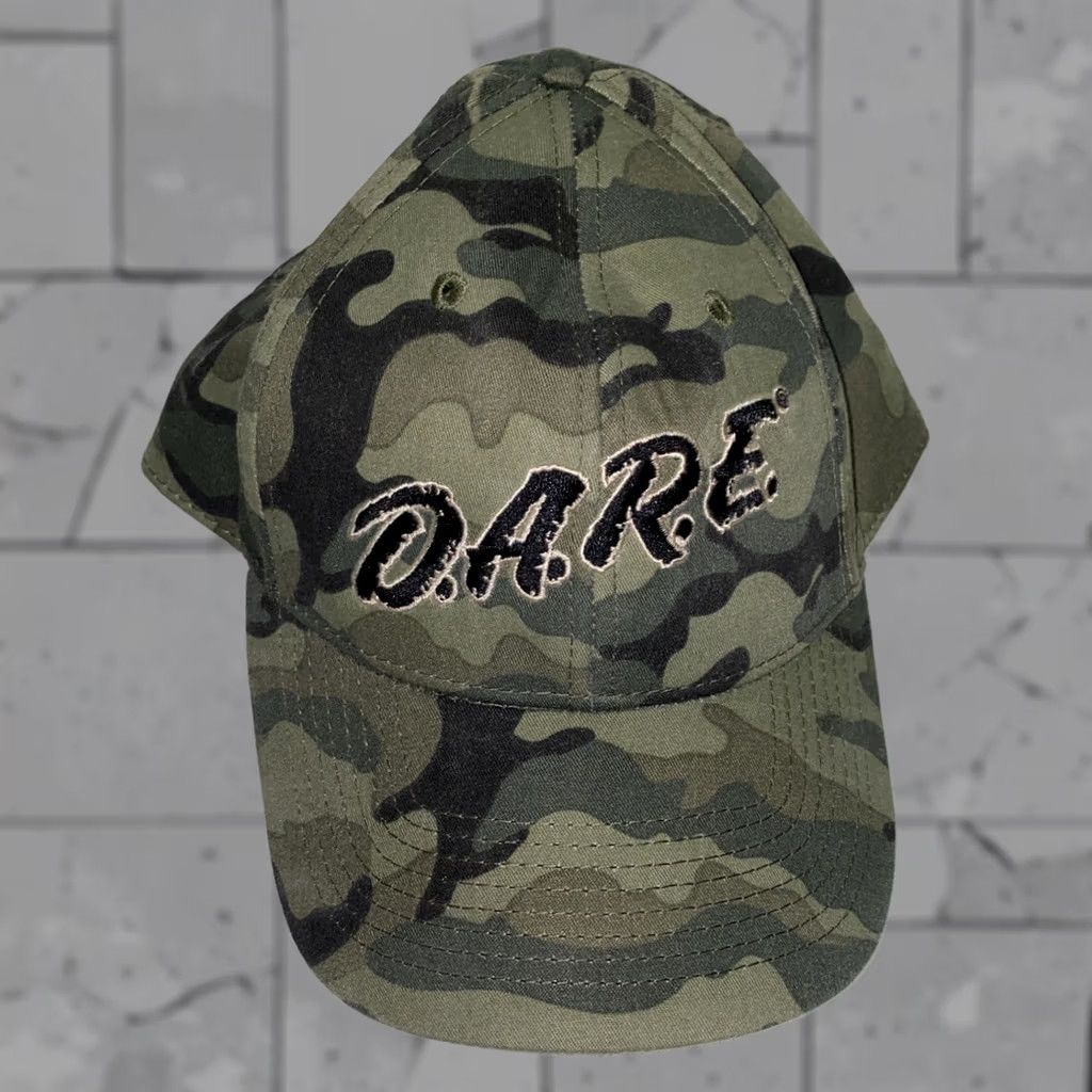 Vintage Dare To Resist Drugs Camouflage Strapback Hat Adjustable Men Green Camouflage Cotton Size ONE SIZE - 1 Thumbnail