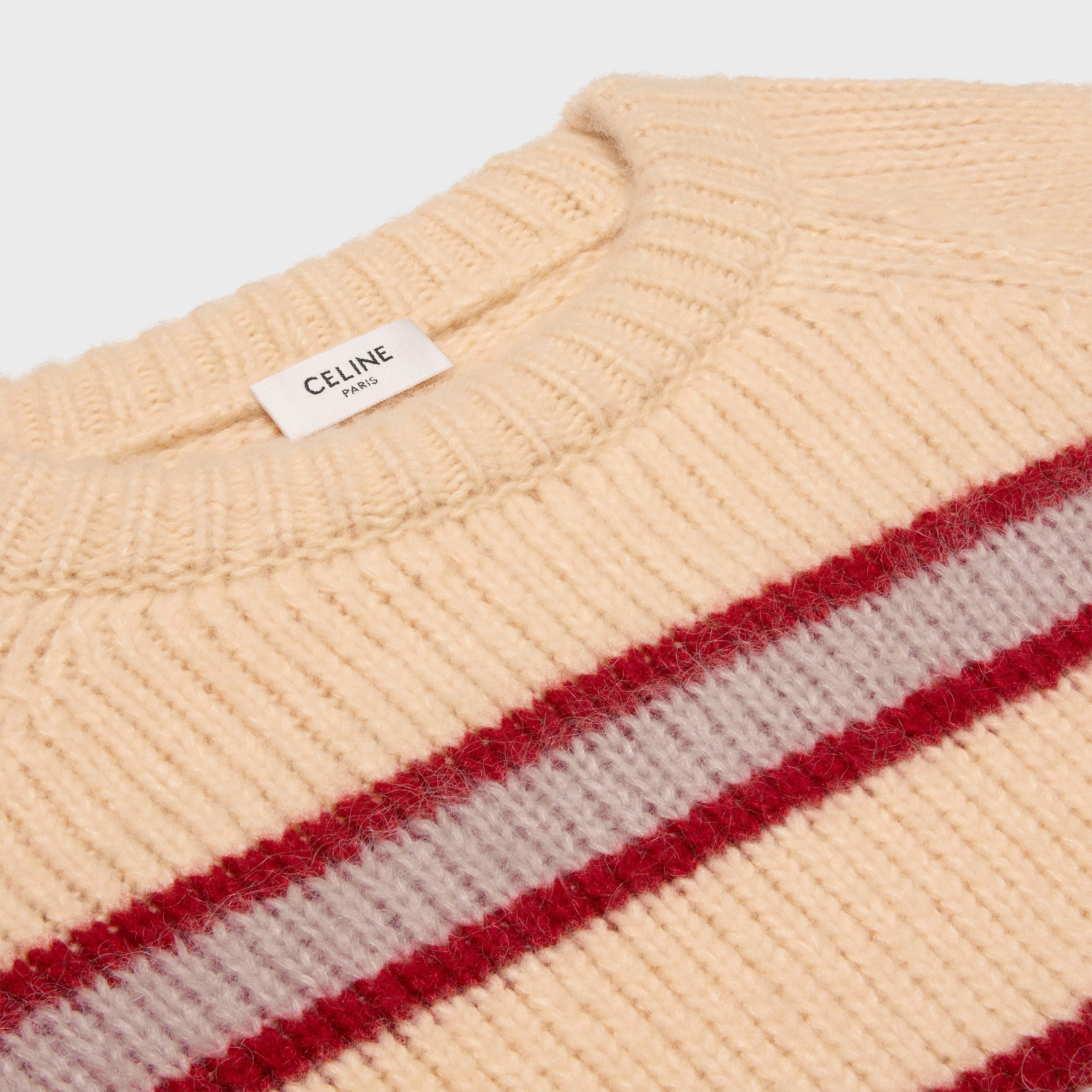 Celine o1bcso1str0925 RY03M0U63 Crewneck Sweater Vanilla/Pink Size XS / US 0-2 / IT 36-38 - 2 Thumbnail