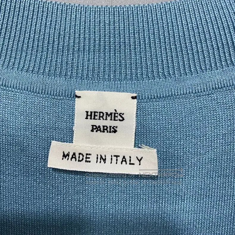 Hermes Hermes Polar Blue Patterned Silk and Knitted Blouse Size XXS / US 00 / IT 34 - 4 Thumbnail