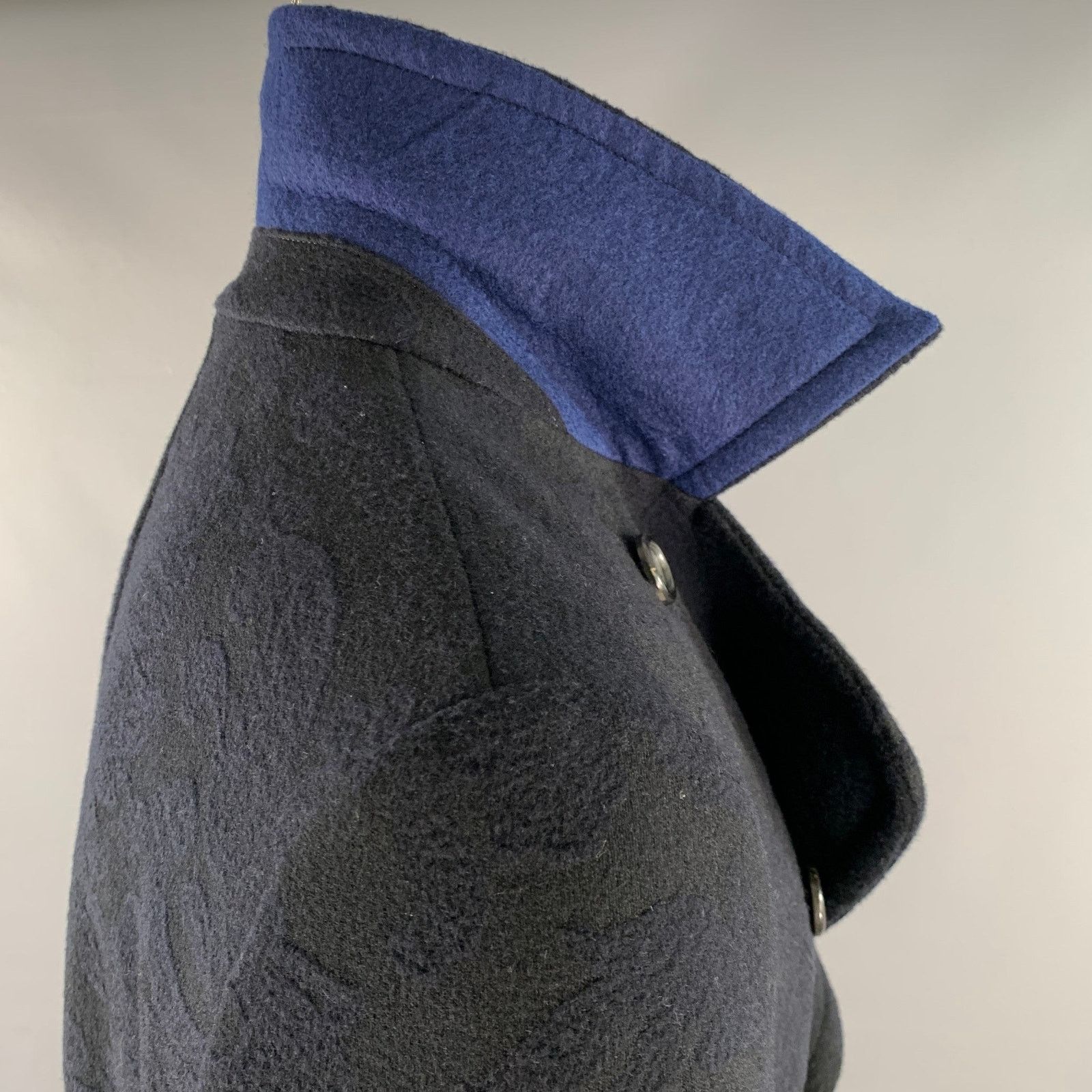 Etro Size S Navy Abstract floral Wool Double Breasted Peacoat Size US S / EU 44-46 / 1 - 2 Thumbnail