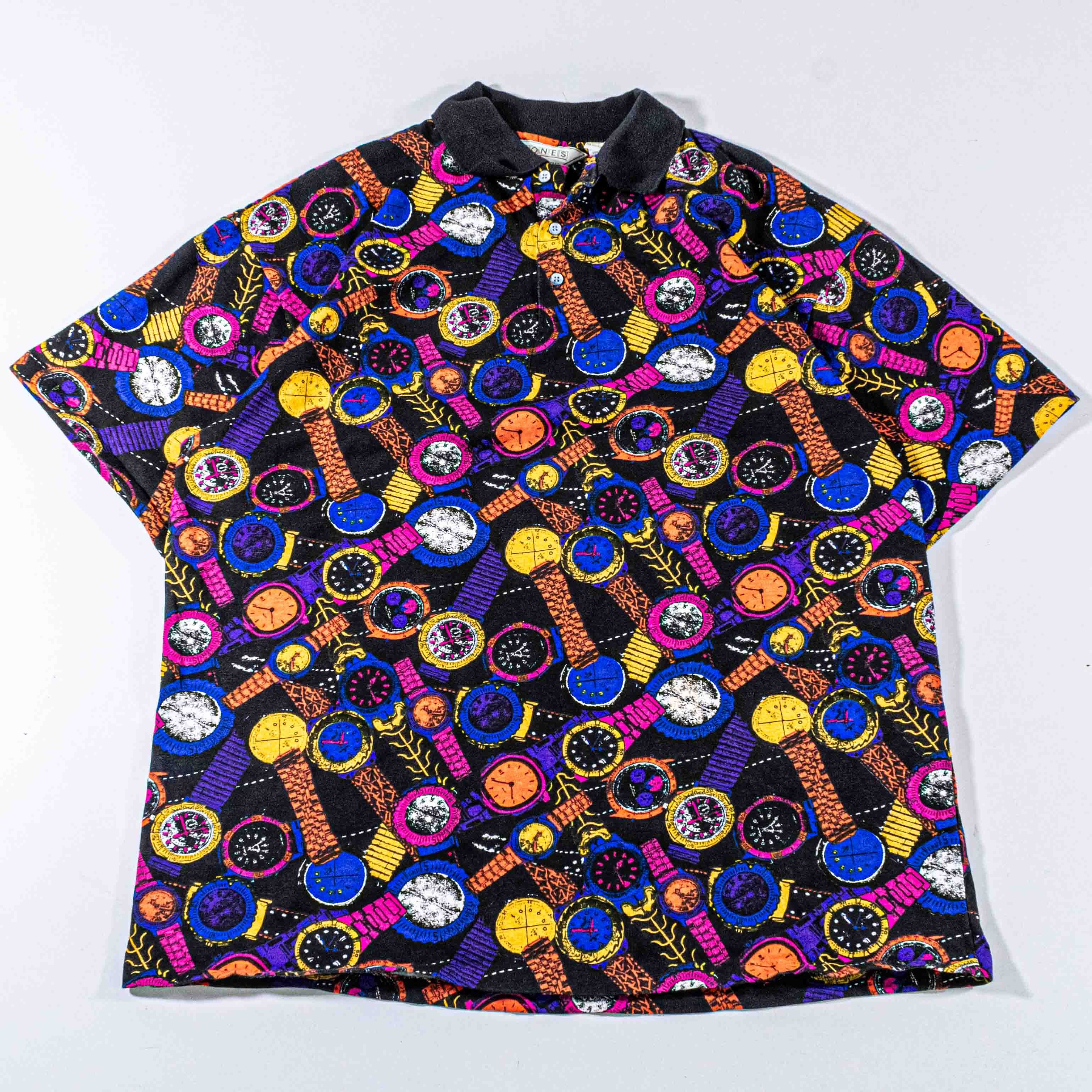 Vintage VTG Watch Timepiece All Over Print Polo Shirt CC Sport 90s Size US L / EU 52-54 / 3 - 1 Thumbnail