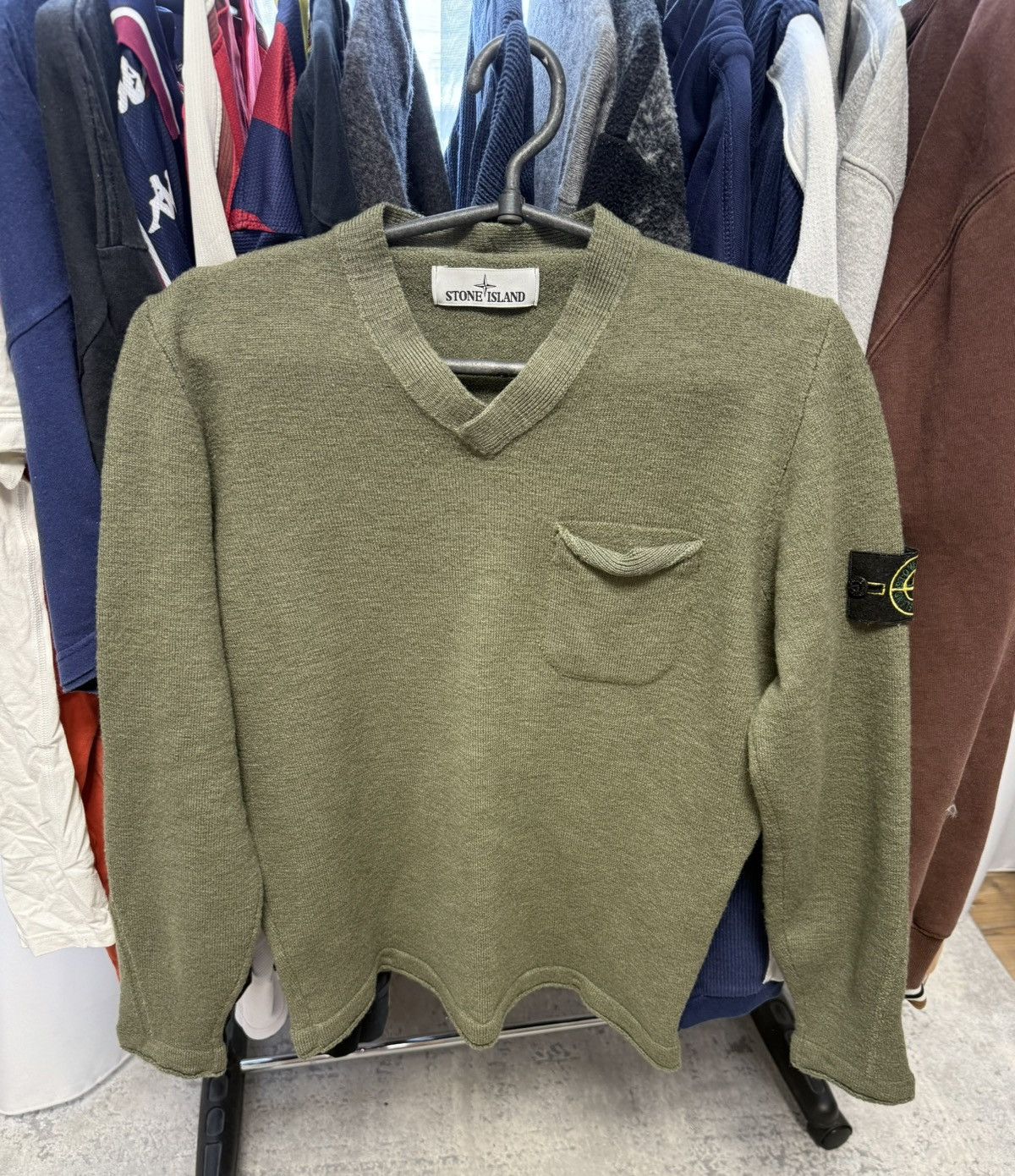 Vintage STONE ISLAND GREEN KNIT SWEATER WITH PATCH LOGO STYLE Size US M / EU 48-50 / 2 - 4 Thumbnail