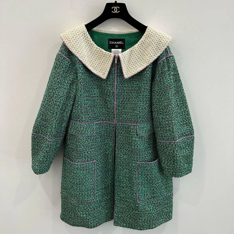 Chanel Chanel Green Cotton Coat for Women 0089 Size S / US 4 / IT 40 - 1 Thumbnail