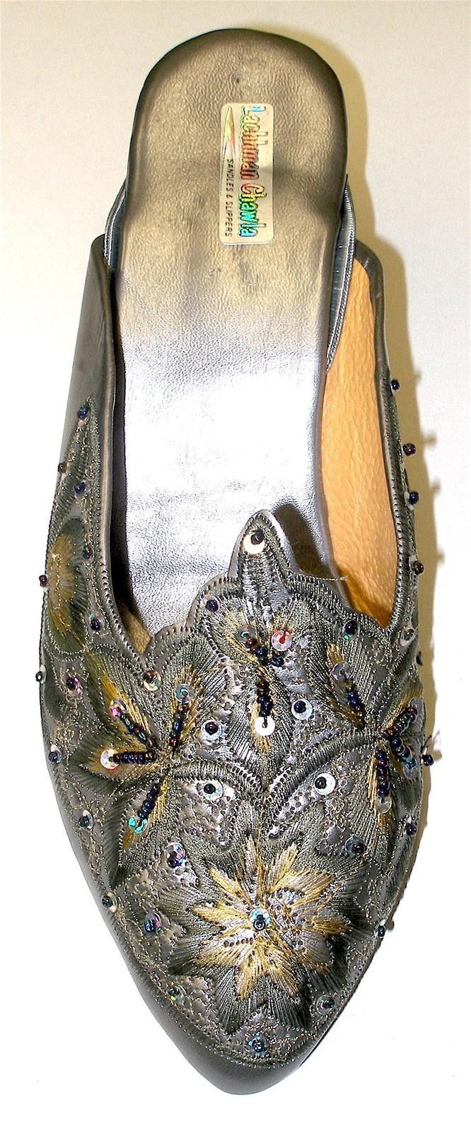 Designer Leather Beaded Slippers GRAY size 6 only Size US 6 / IT 36 - 1 Preview