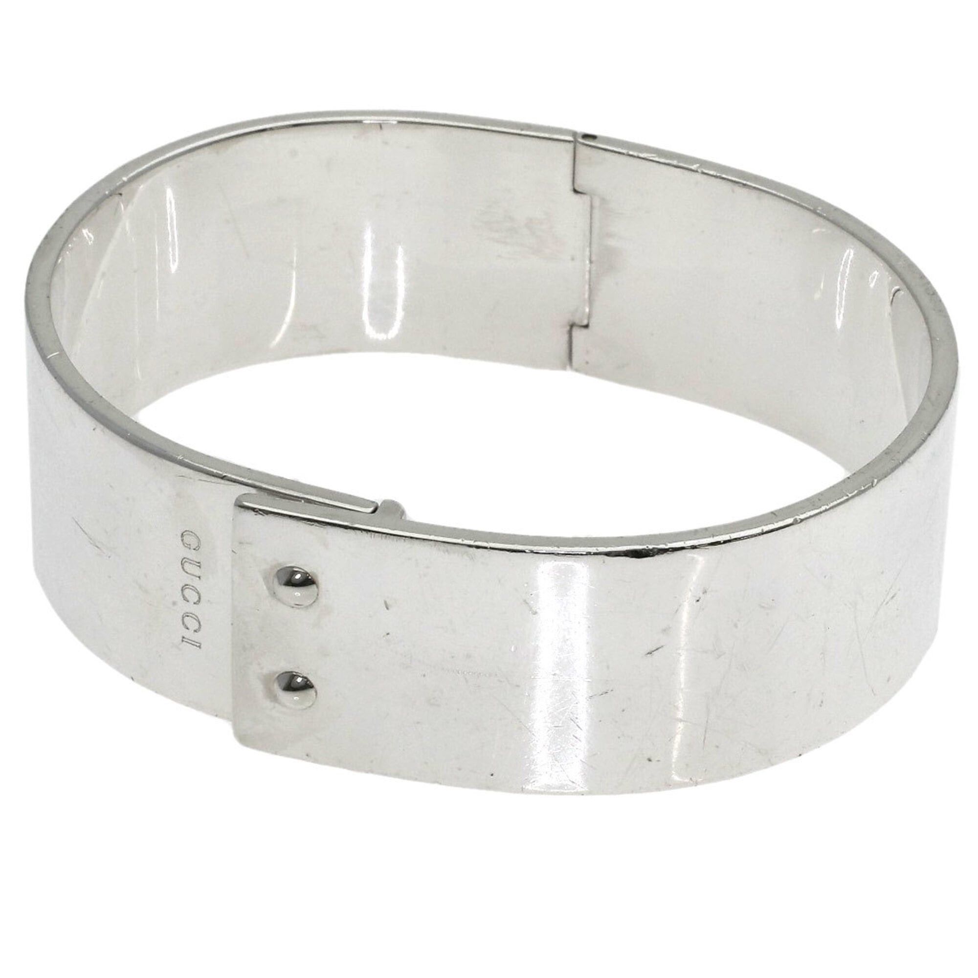 Gucci Gucci Logo Bangle Bracelet, Silver, Women's Size ONE SIZE - 1 Thumbnail