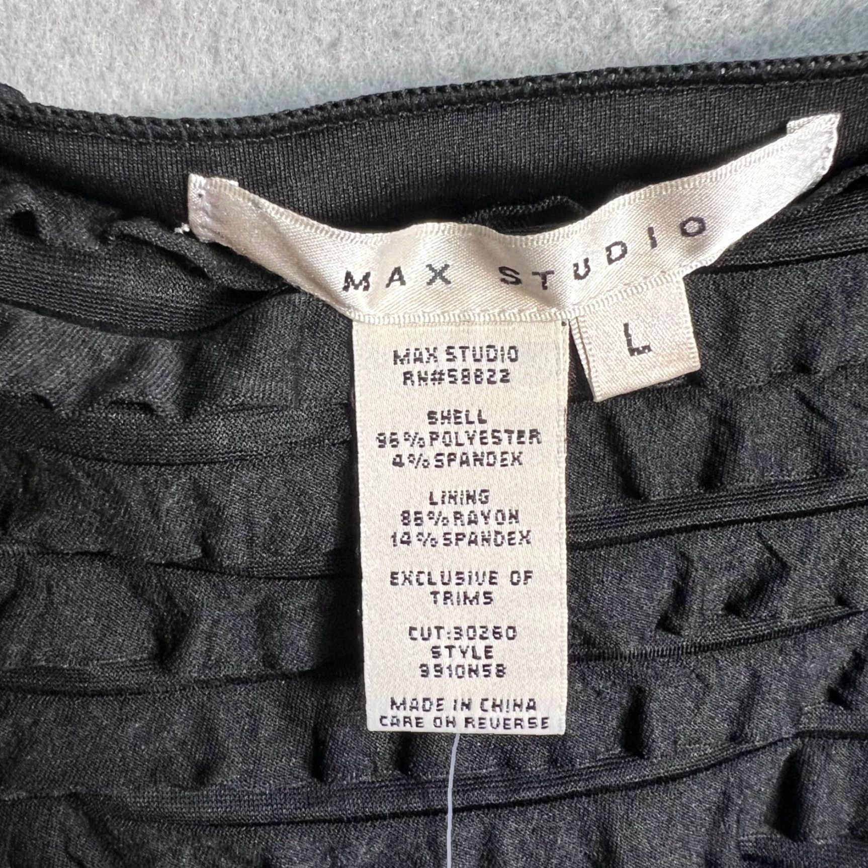 Vintage Max Studio Womens Large Black Textured Ruffle Short Sleeve Dress Polyester Blend Size 36" / US 14 / IT 50 - 3 Thumbnail