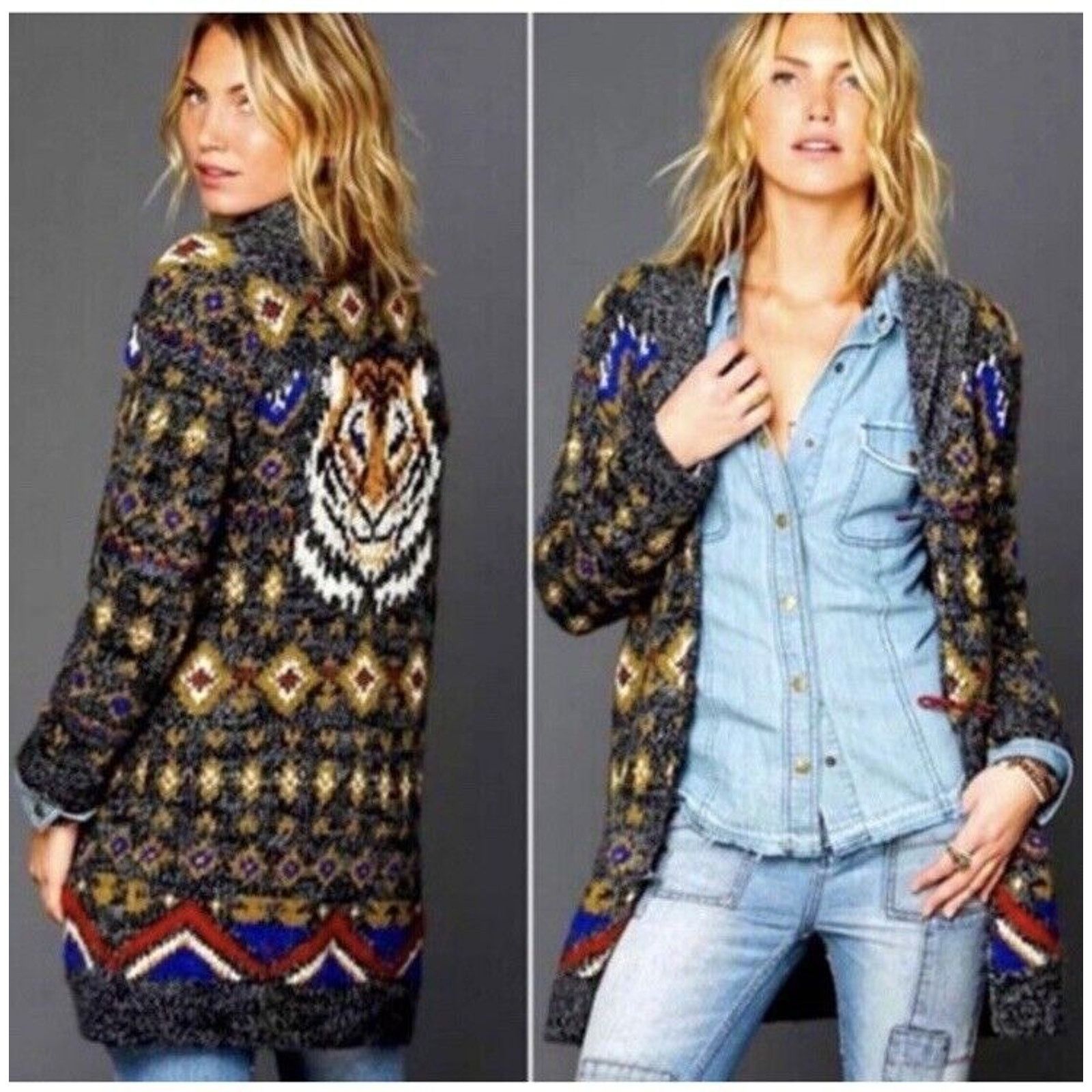 Free People FREE PEOPLE Mascot Tiger Wool Cardigan Bohemian Sweater XS Size XS / US 0-2 / IT 36-38 - 5 Thumbnail