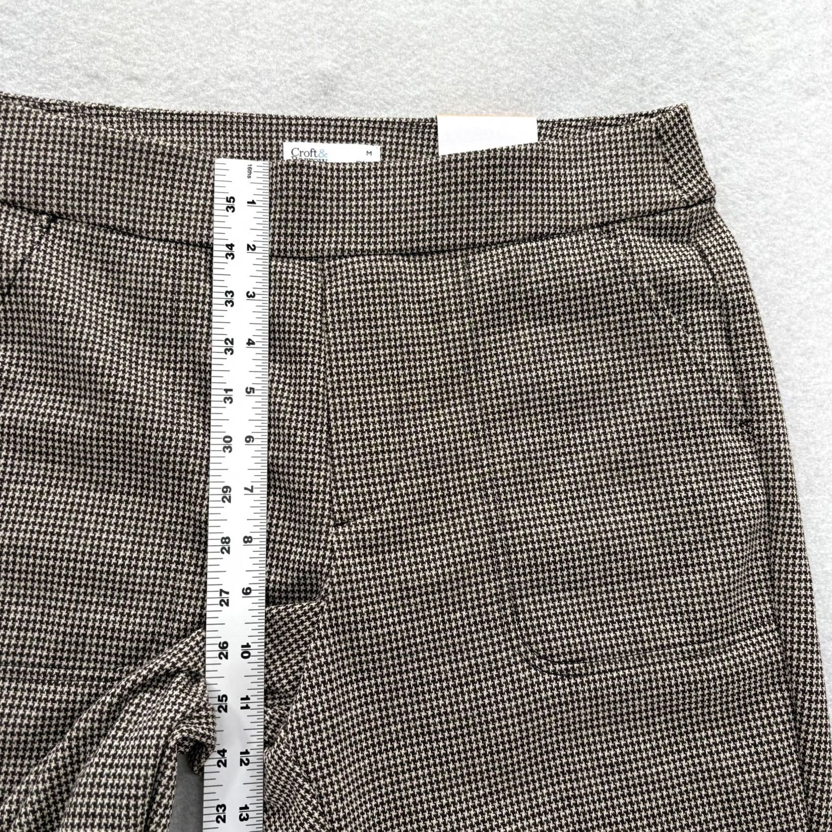 Croft & Barrow Croft & Barrow Ponte Straight Pants Womens Medium Brown Check Pull On Stretch Size 32" / US 10 / IT 46 - 6 Thumbnail