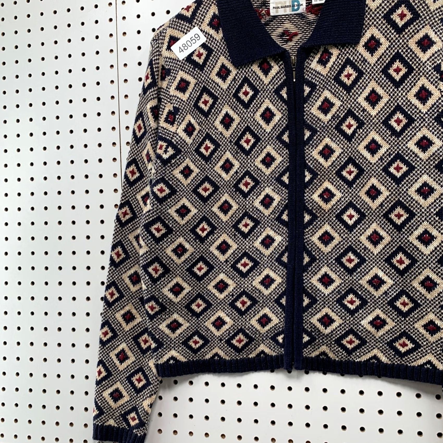 Vintage VINTAGE Paul Harris Design Cardigan Zip Sweater Womens M Geometric Diamond Size M / US 6-8 / IT 42-44 - 5 Thumbnail