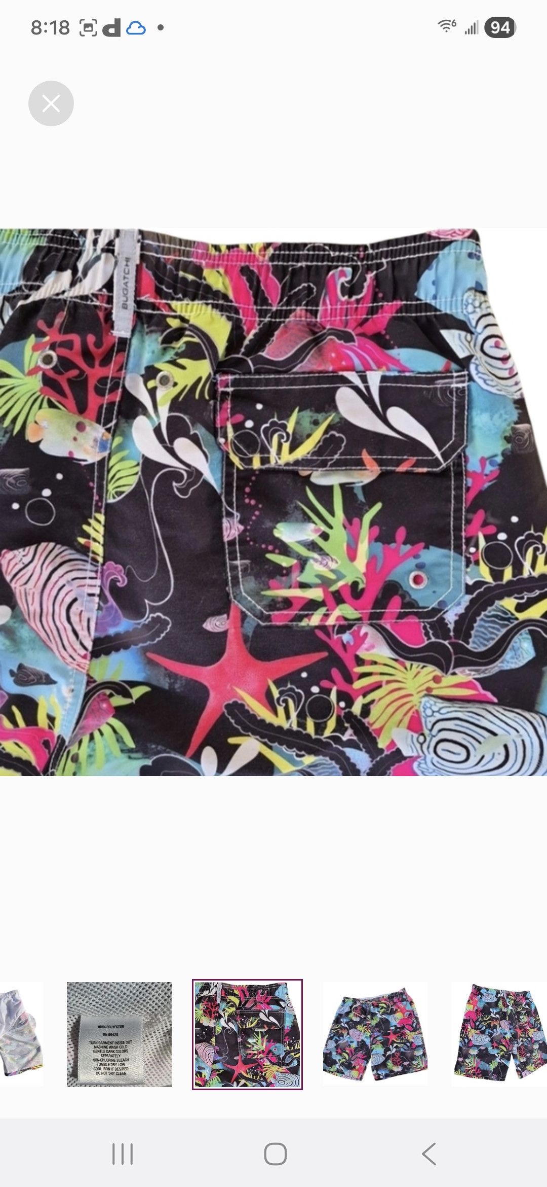 BUGATCHI Bugatchi Uomo Aquatic Print Swim Trunks. Size US 35 - 4 Thumbnail