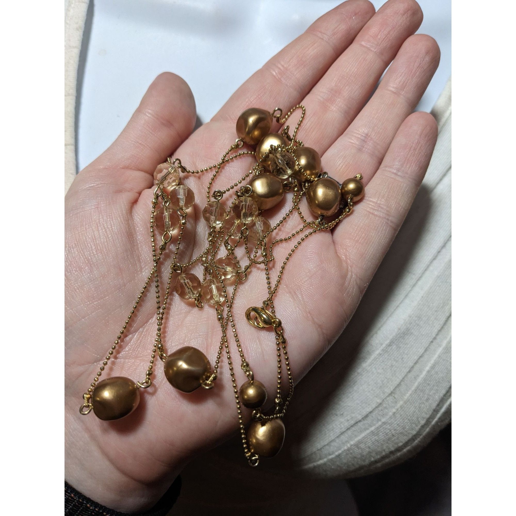 Other Gold Pearl And Gem Glam Opera Length Necklace Size ONE SIZE - 10 Thumbnail