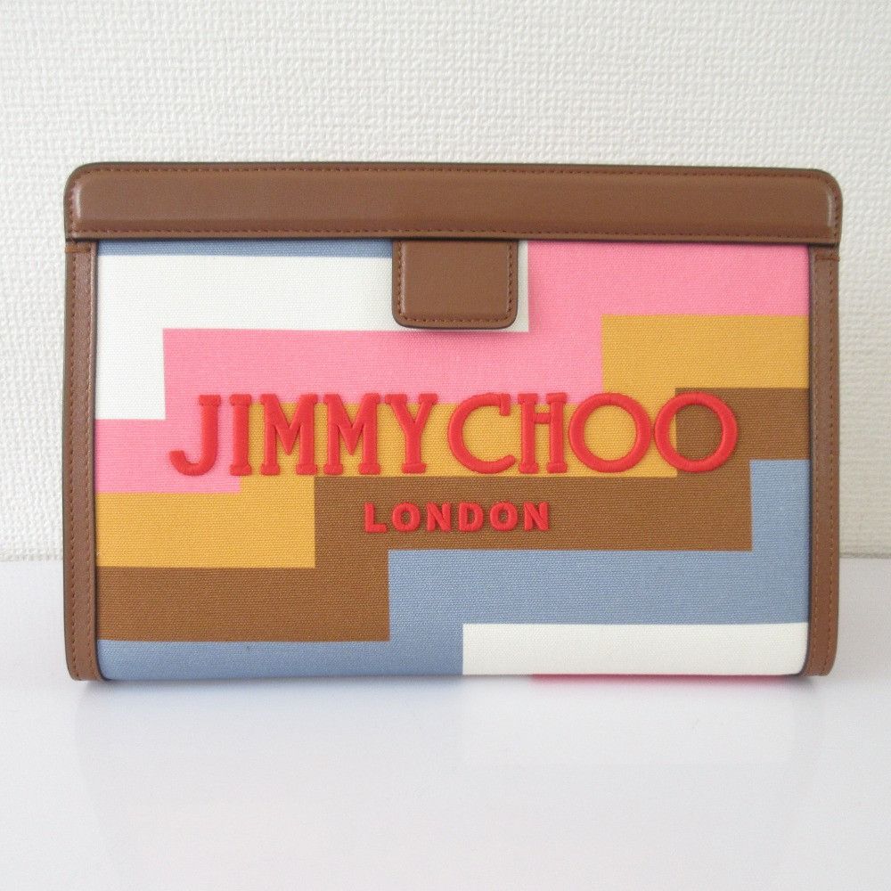 Jimmy Choo Jimmy Choo Avenue Pouch Canvas Clutch Bag Textile Clutch Bag DUTY FREE for USA