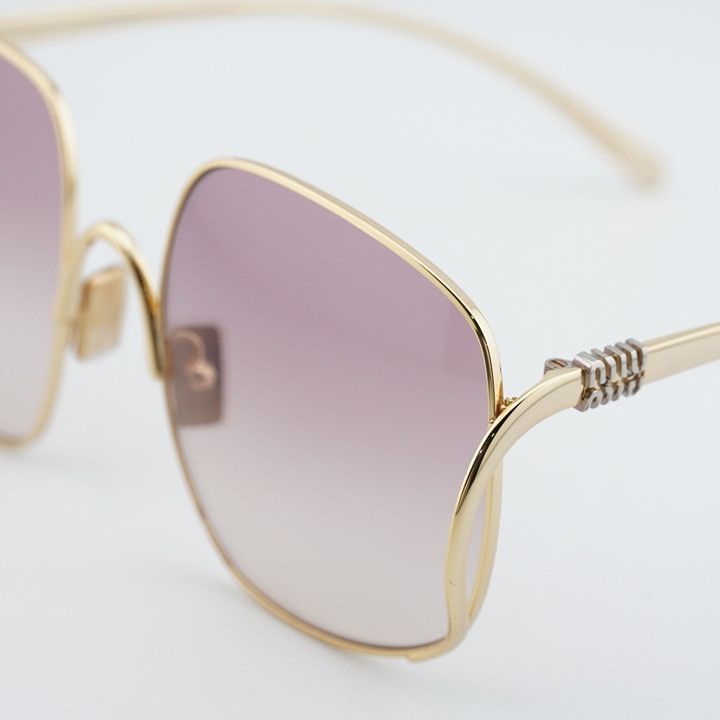 Miu Miu Miu Miu MUA57S 5AK40S Sunglasses Gold Square Frame, Pink Size ONE SIZE - 9 Thumbnail