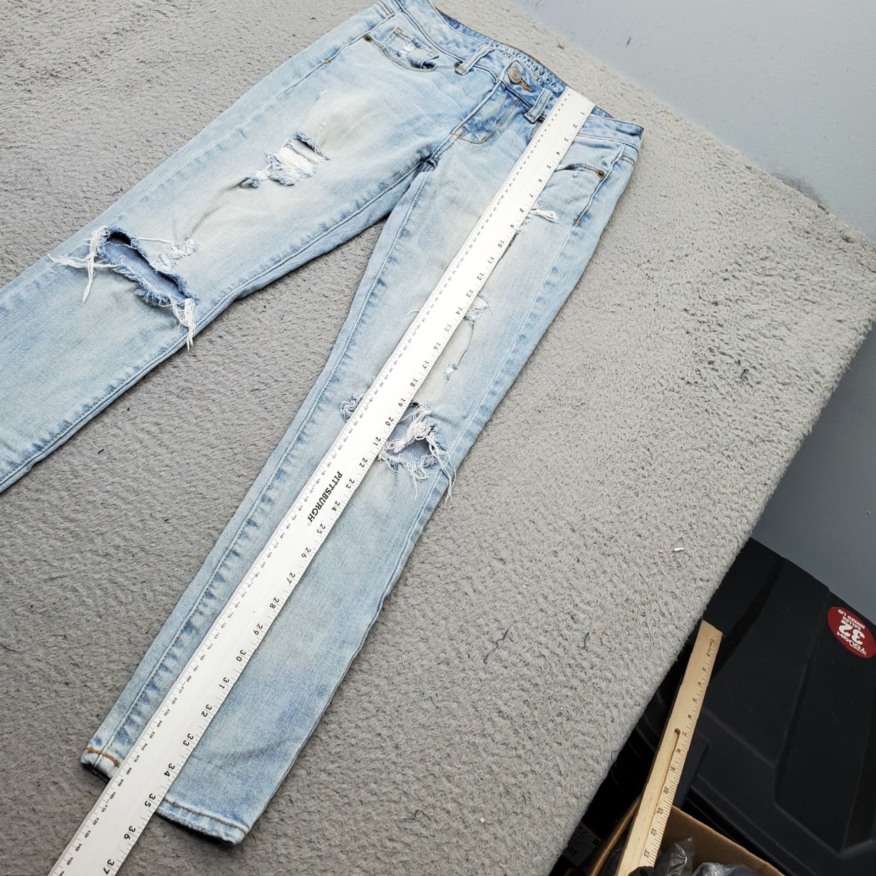 American Eagle Outfitters American Eagle Outfitters Skinny Jeans Womens Size 2 Blue Denim Distressed Light Wash Jeans Size 26" / US 2 / IT 38 - 5 Thumbnail