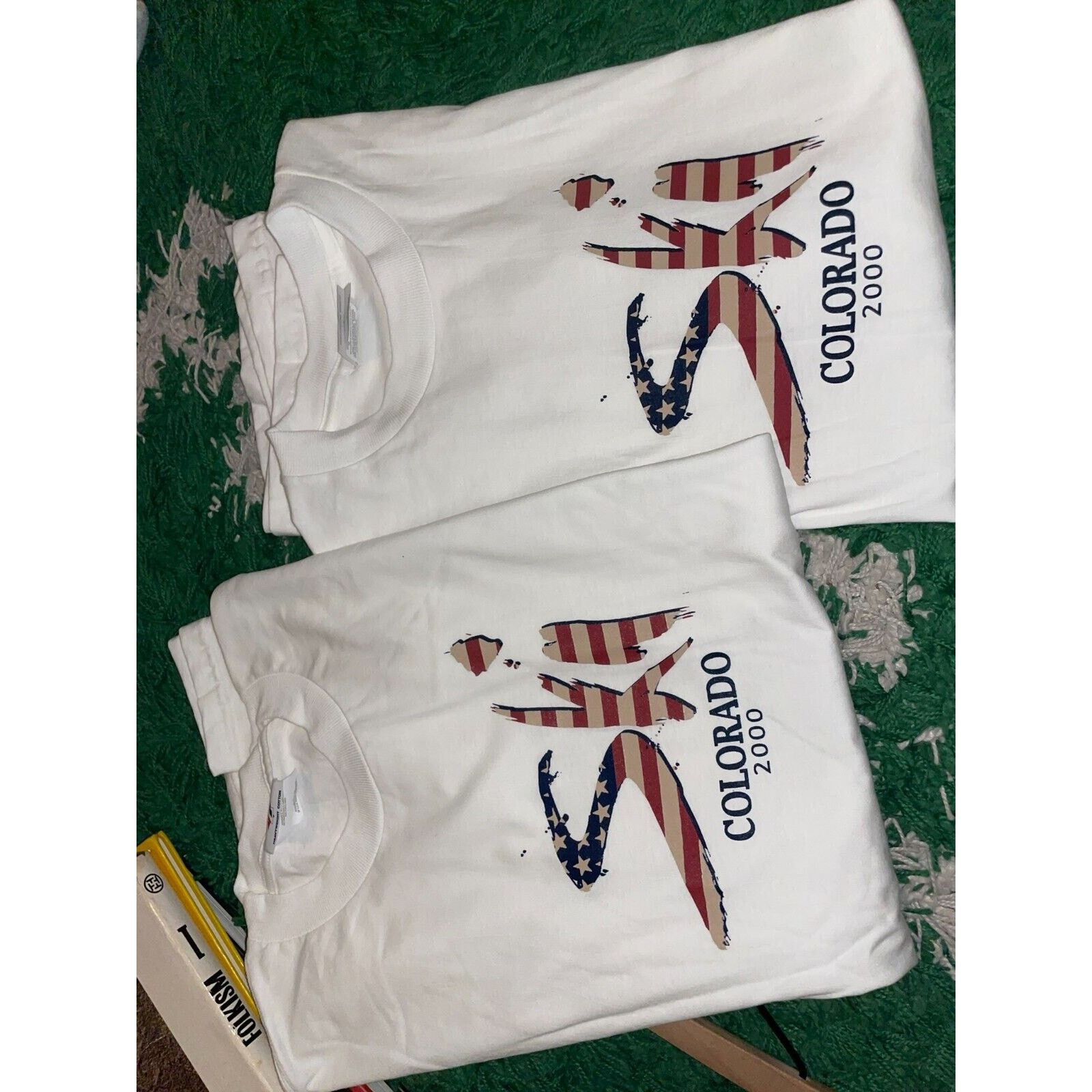 Jerzees Colorado Ski Shirt Stars Stripes Graphic White L Tee Y2K Size US L / EU 52-54 / 3 - 9 Thumbnail