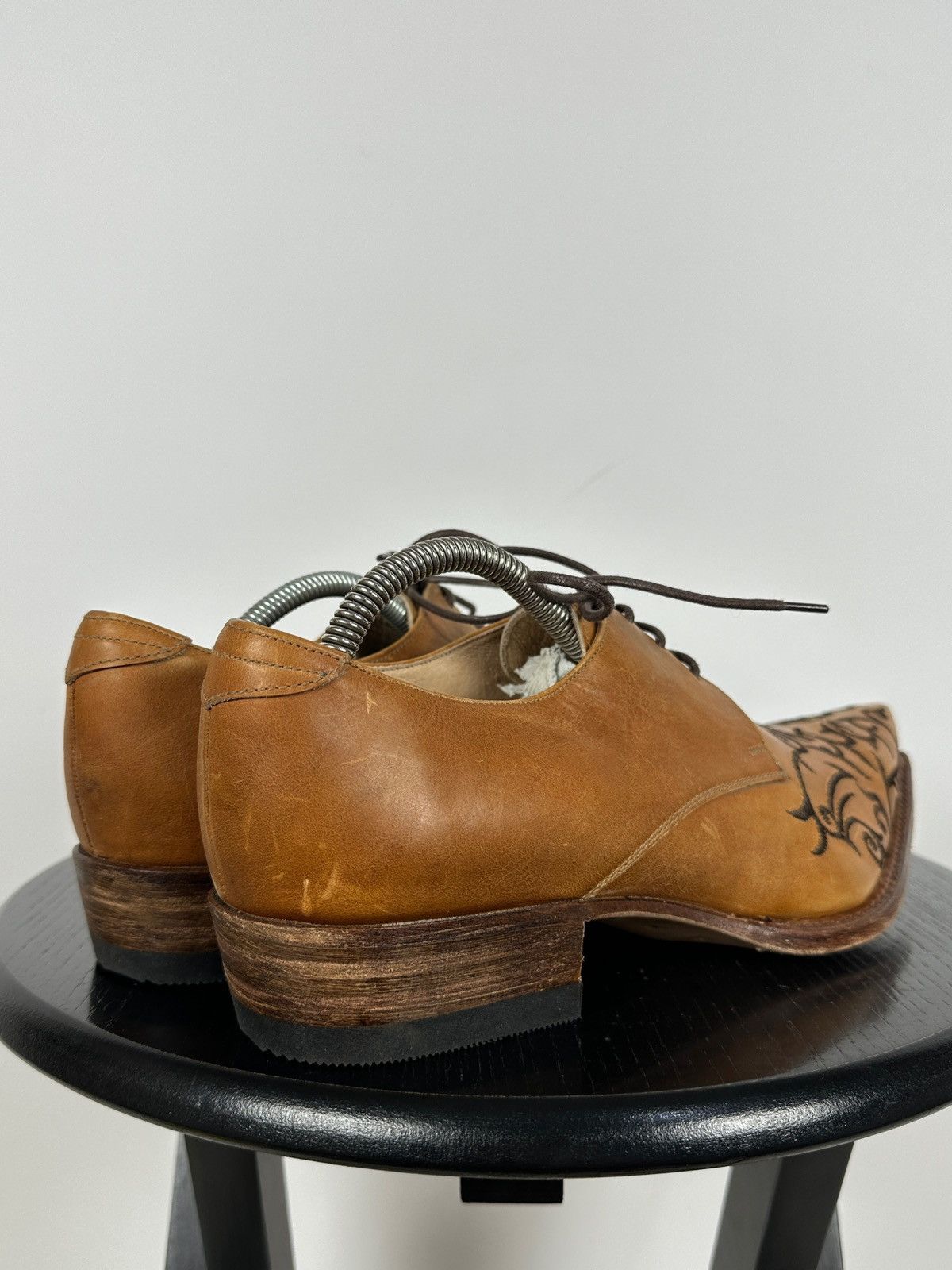 Sendra 7650 Sendra Brown Leather Embroidered Western Derby Shoes Size US 7 / EU 40 - 7 Thumbnail
