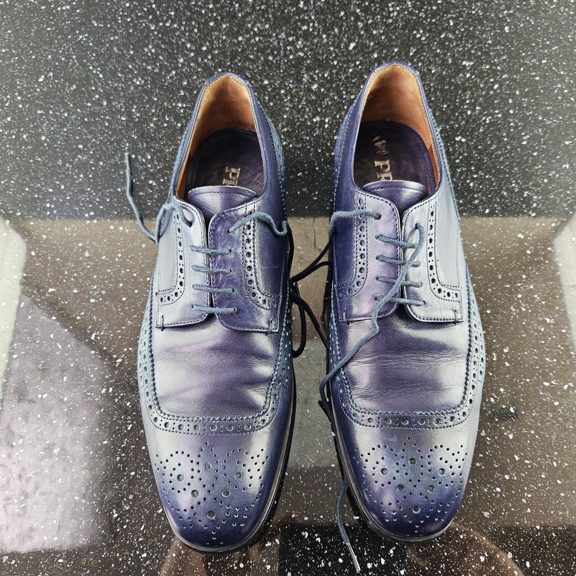 Prada Prada Blue Patina Leather Brogues Dress Shoes (Y0721) Size US 8.5 / EU 41-42 - 12 Thumbnail