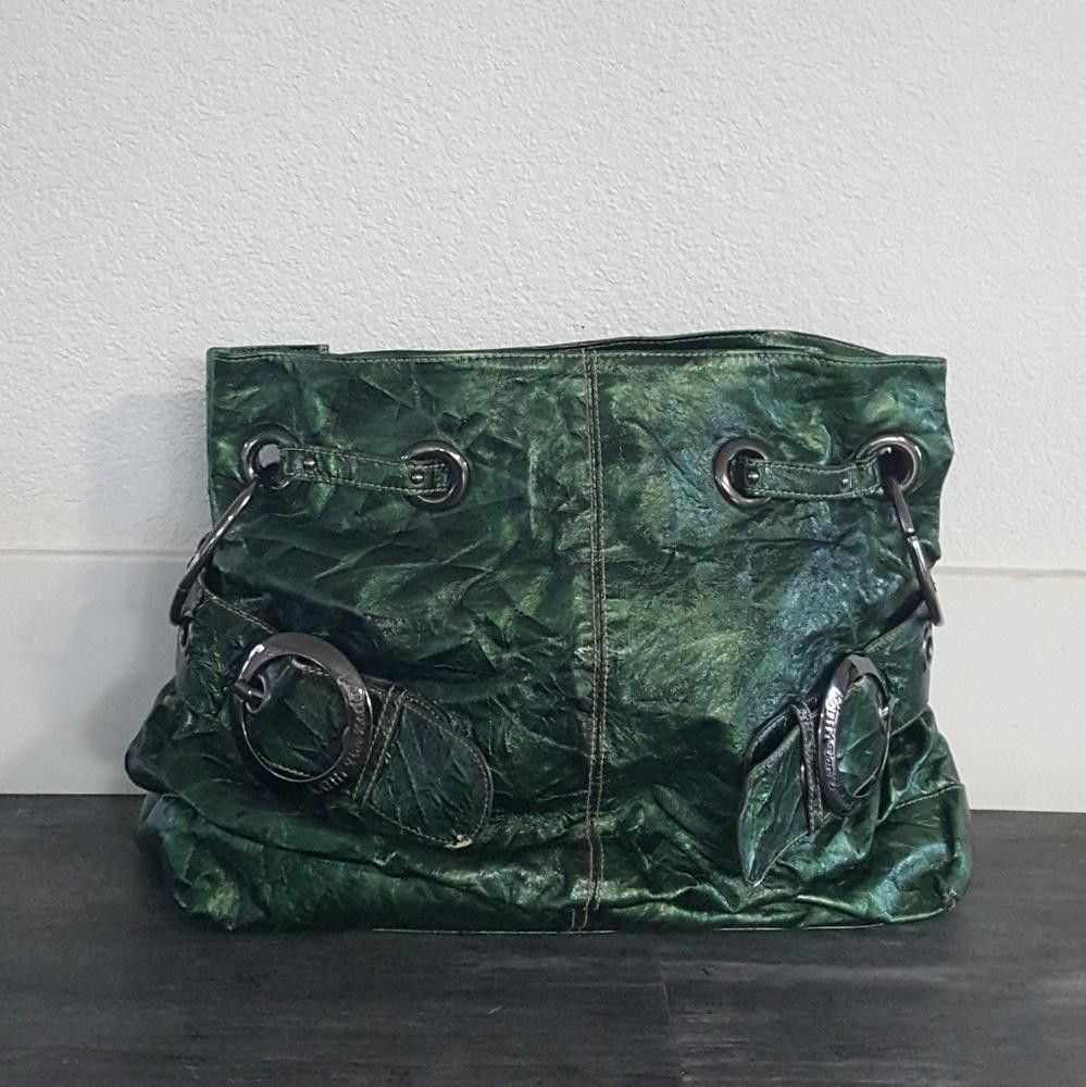 Designer Glossy Green KVZ Slouch Tote Size ONE SIZE - 1 Thumbnail