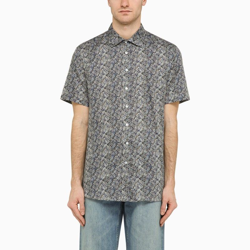 image of Etro Blue Cotton Print Shirt, Men's (Size Medium)