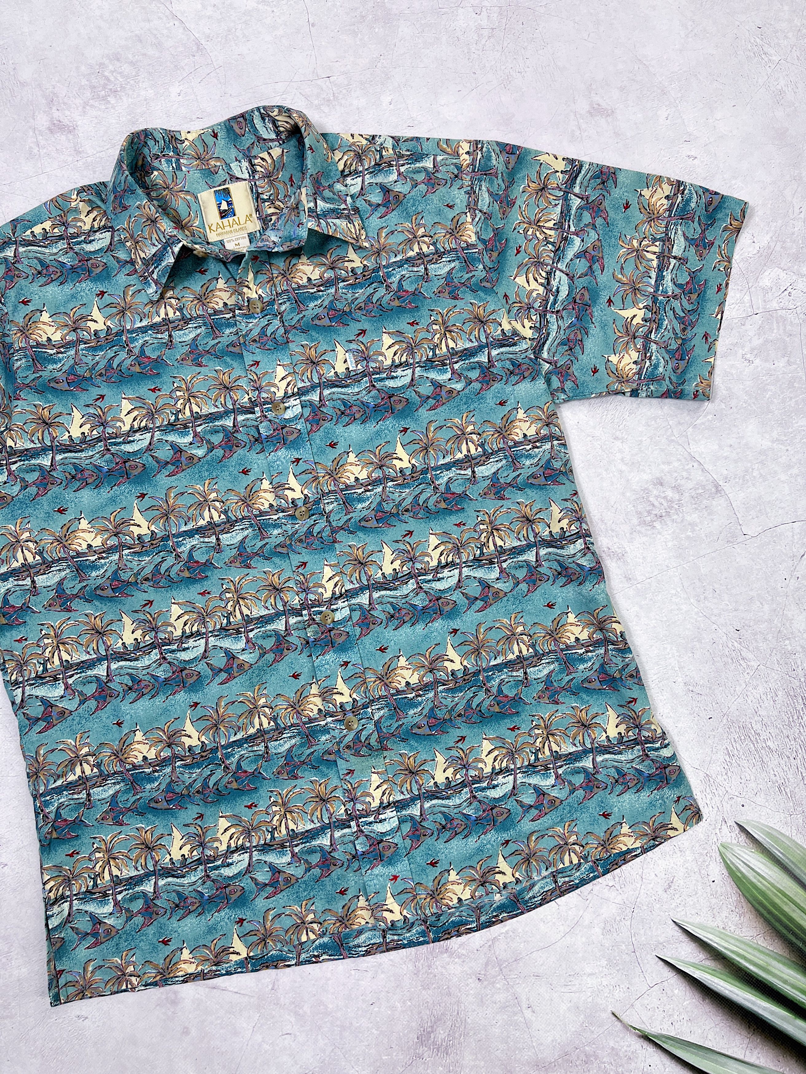 Other Vintage Kahala Hawaiian Shirt Fish & Palms Size US M / EU 48-50 / 2 - 5 Thumbnail