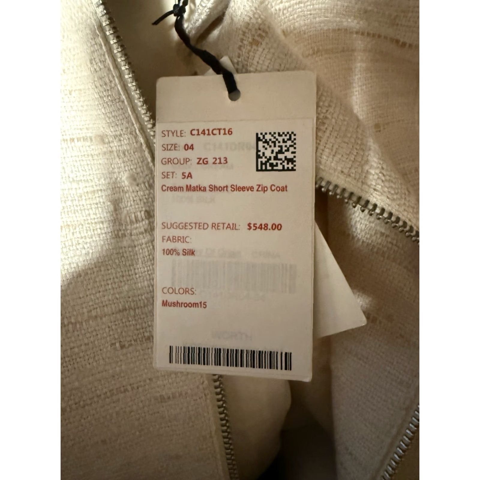 Vintage VINTAGE Worth Cream Silk Trench Coat Women’s Size 4 Long Sleeve Zip Dressy Size 27" / US 4 / IT 40 - 7 Thumbnail