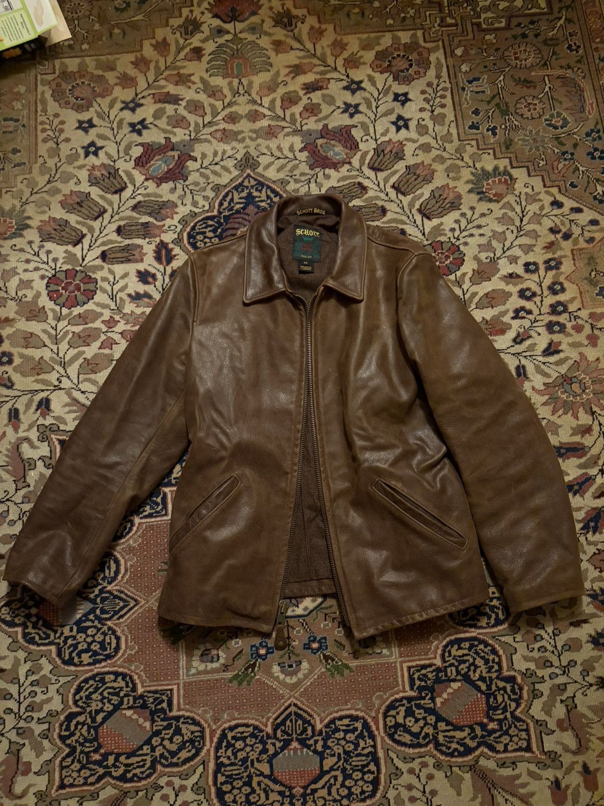 Schott Schott Men’s Waxy Buffalo Leather Sunset Jacket #543 Size US M / EU 48-50 / 2 - 1 Thumbnail