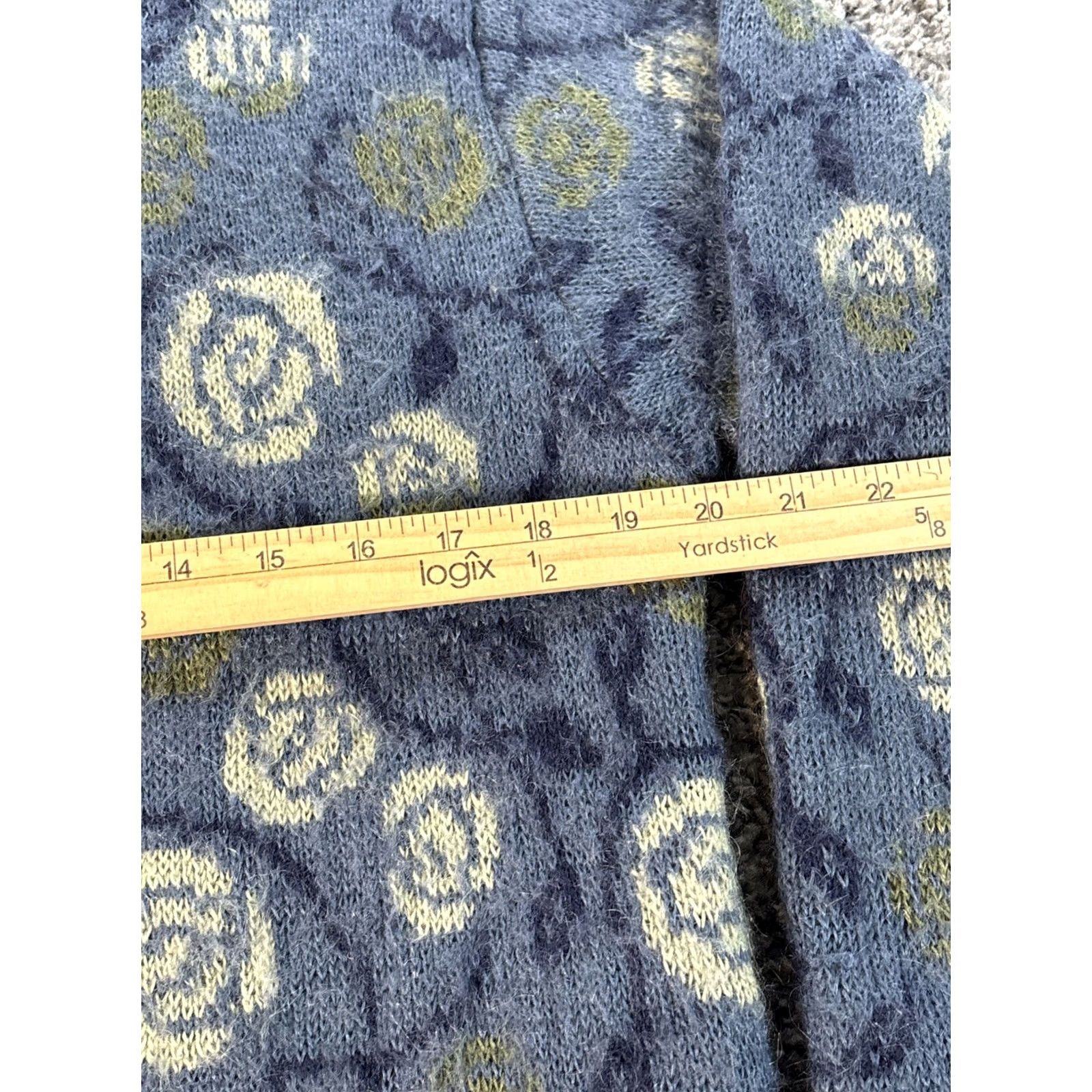 Vintage VINTAGE Equorian Cardigan Sweater Womens M Blue Multicoloured Floral Knit Size M / US 6-8 / IT 42-44 - 3 Thumbnail